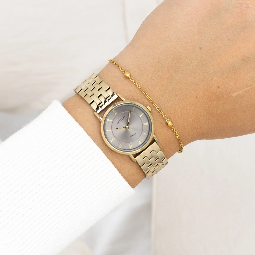 Gold coloured OOZOO watch with stainless steel bracelet - C20377