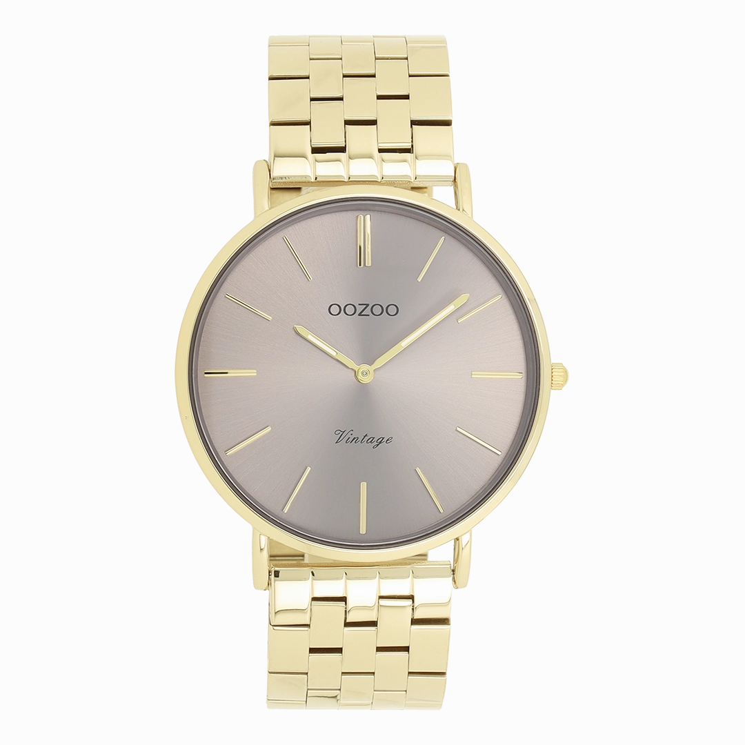 Gold coloured OOZOO watch with stainless steel bracelet - C20403
