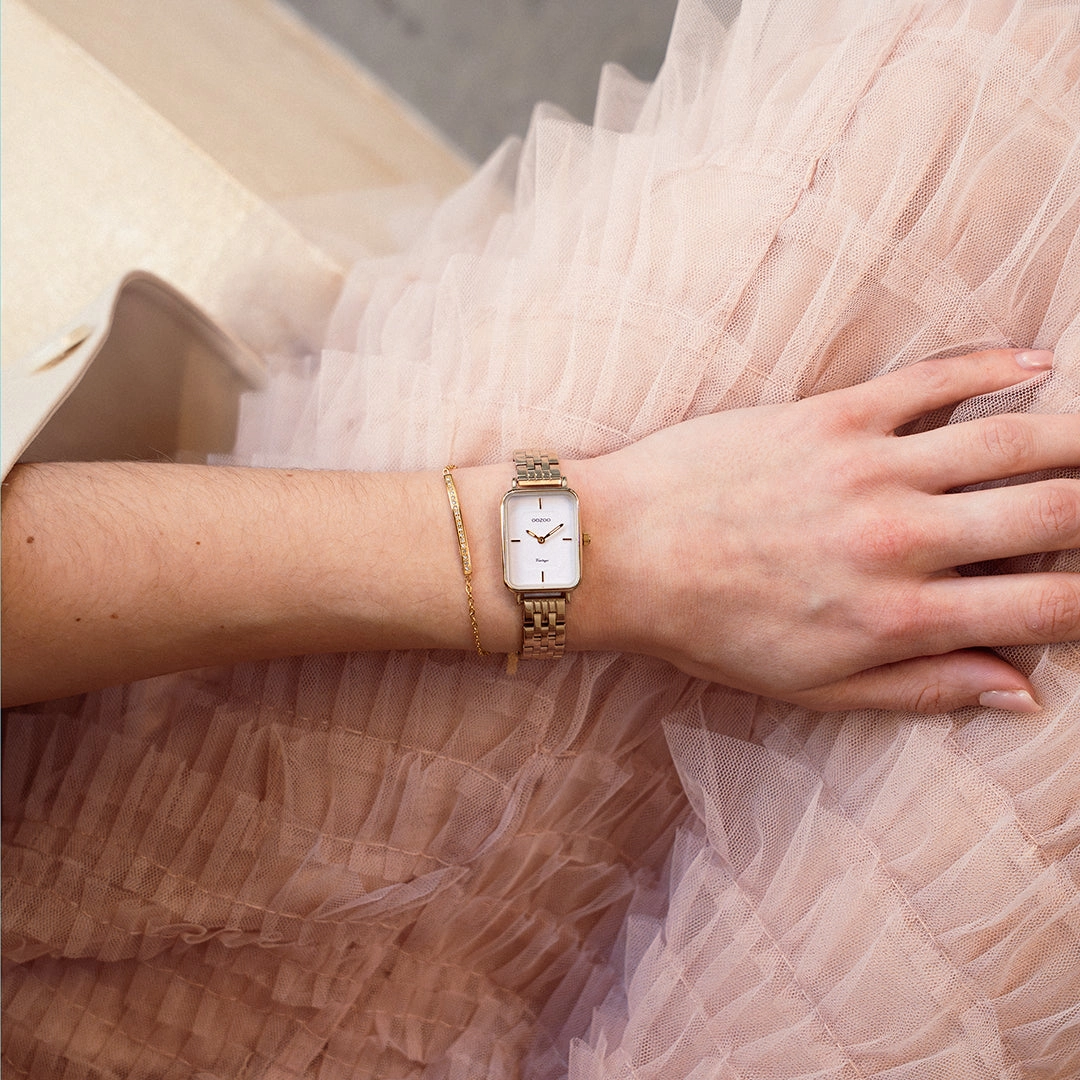 Gold coloured OOZOO watch with stainless steel bracelet - C20418
