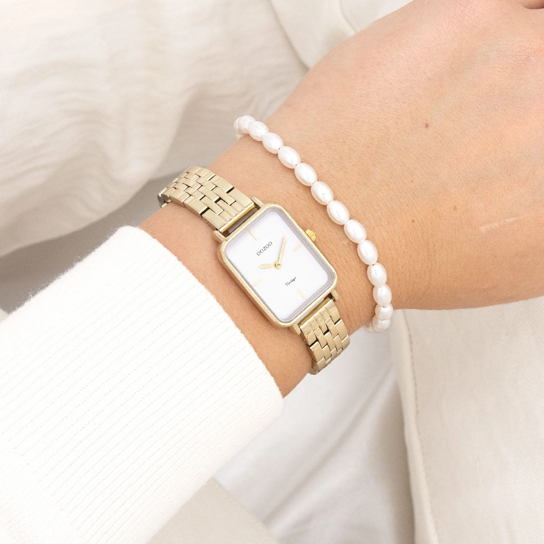 Gold coloured OOZOO watch with stainless steel bracelet - C20418