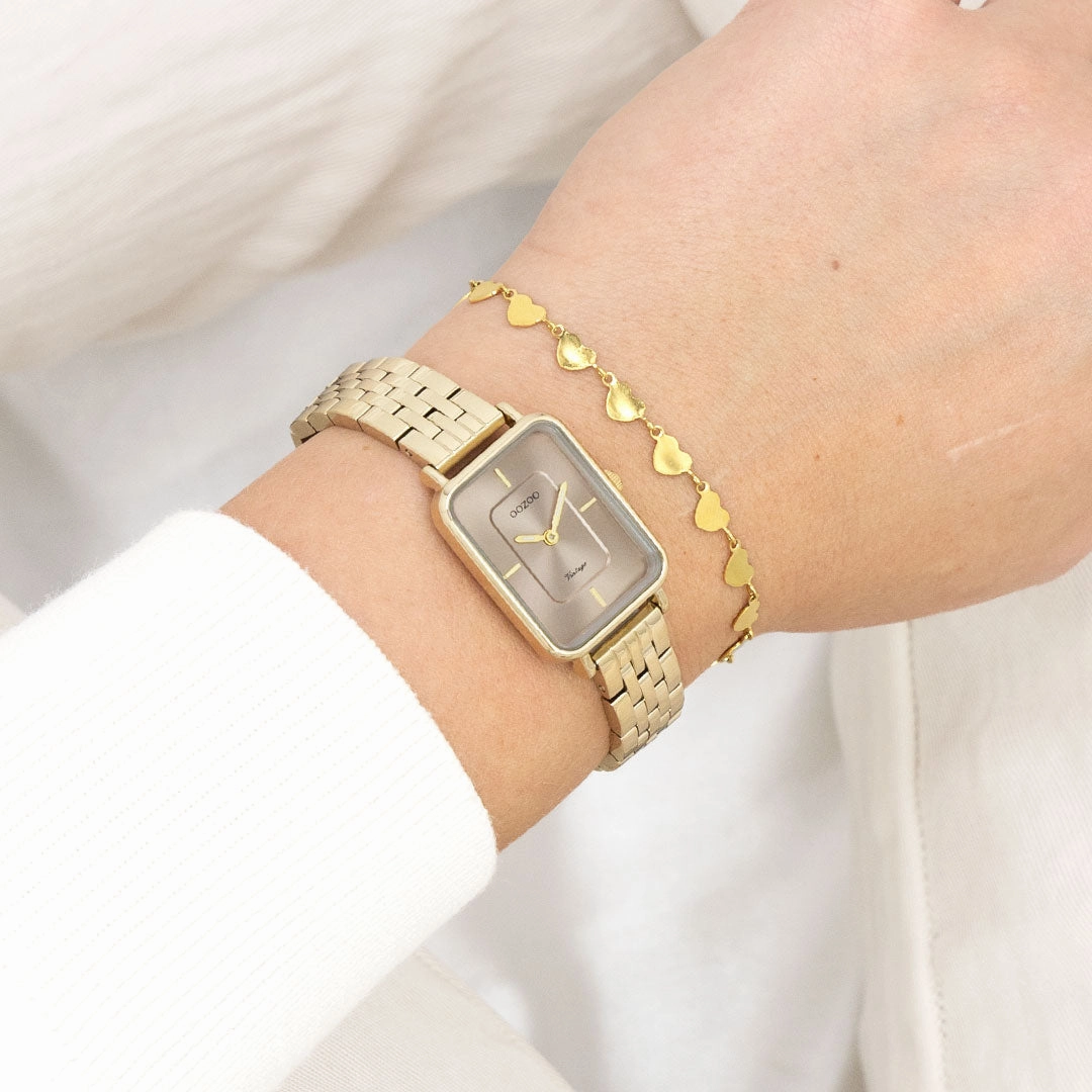 Gold coloured OOZOO watch with stainless steel bracelet - C20419