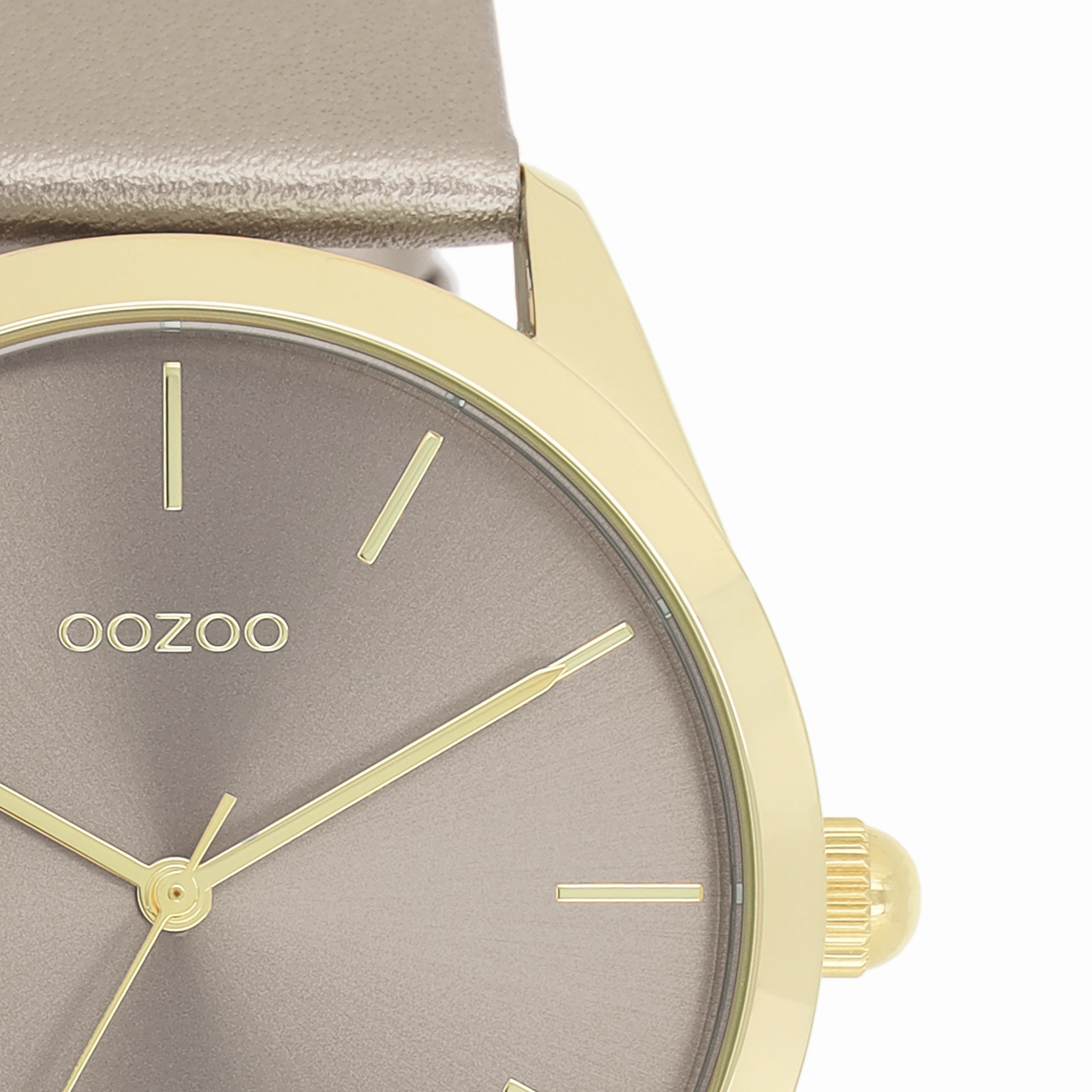 Gold coloured OOZOO watch with taupe leather strap - C11333