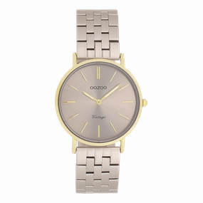 Gold coloured OOZOO watch with taupe stainless steel bracelet - C20409