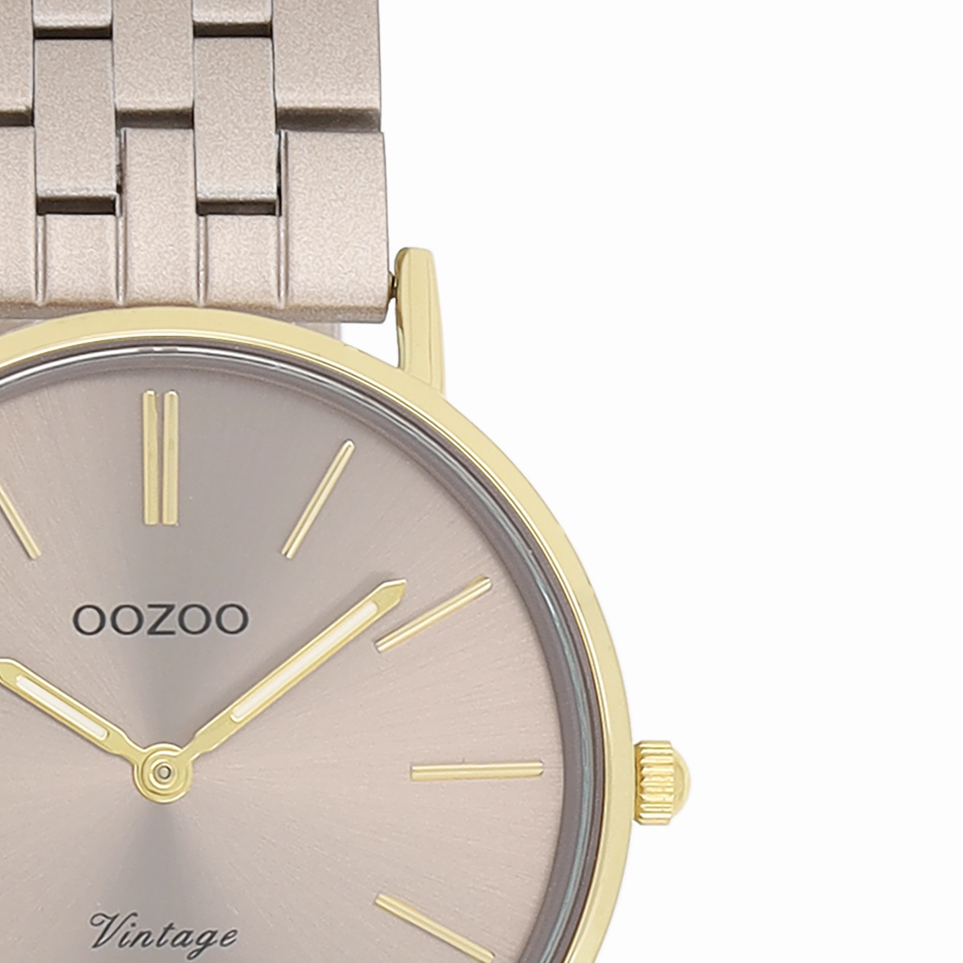 Gold coloured OOZOO watch with taupe stainless steel bracelet - C20409