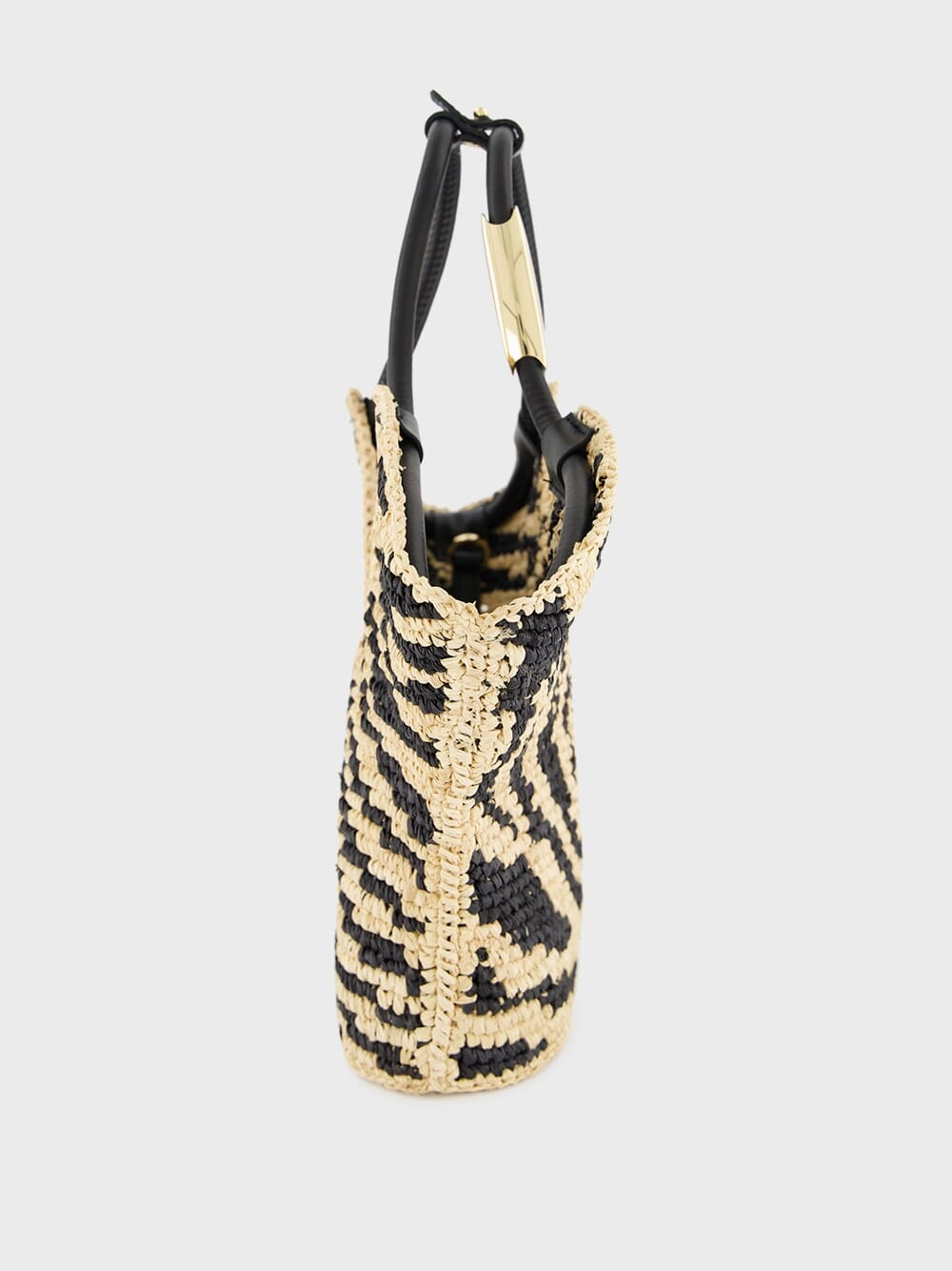 Goldentime Black Zebra Raffia Small Tote