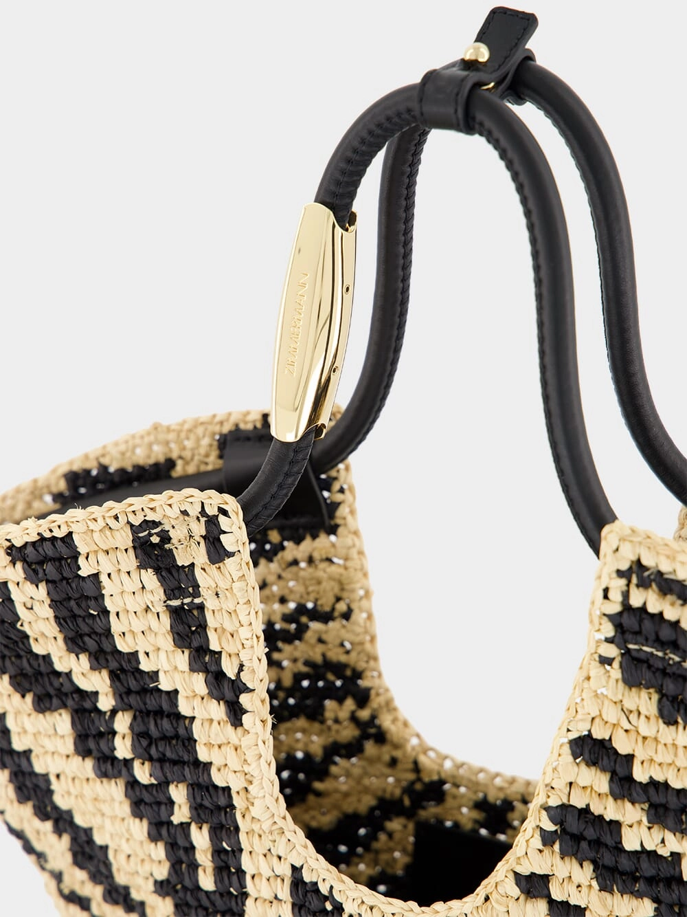 Goldentime Black Zebra Raffia Small Tote