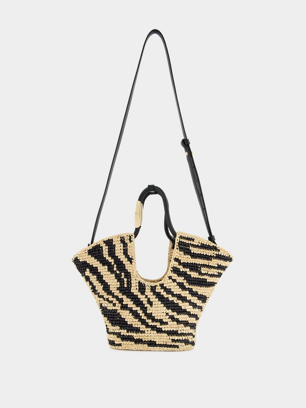Goldentime Black Zebra Raffia Small Tote