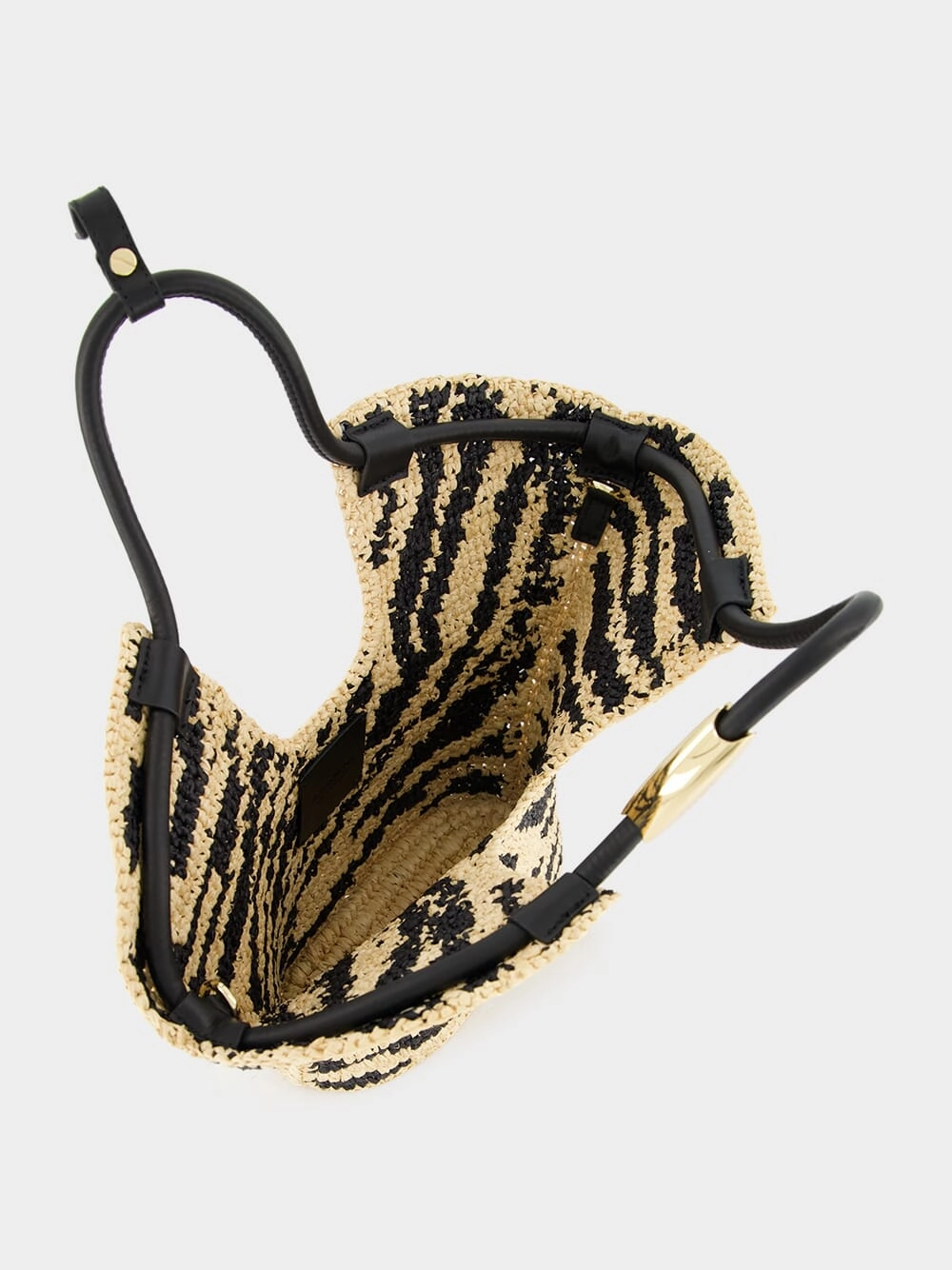 Goldentime Black Zebra Raffia Small Tote