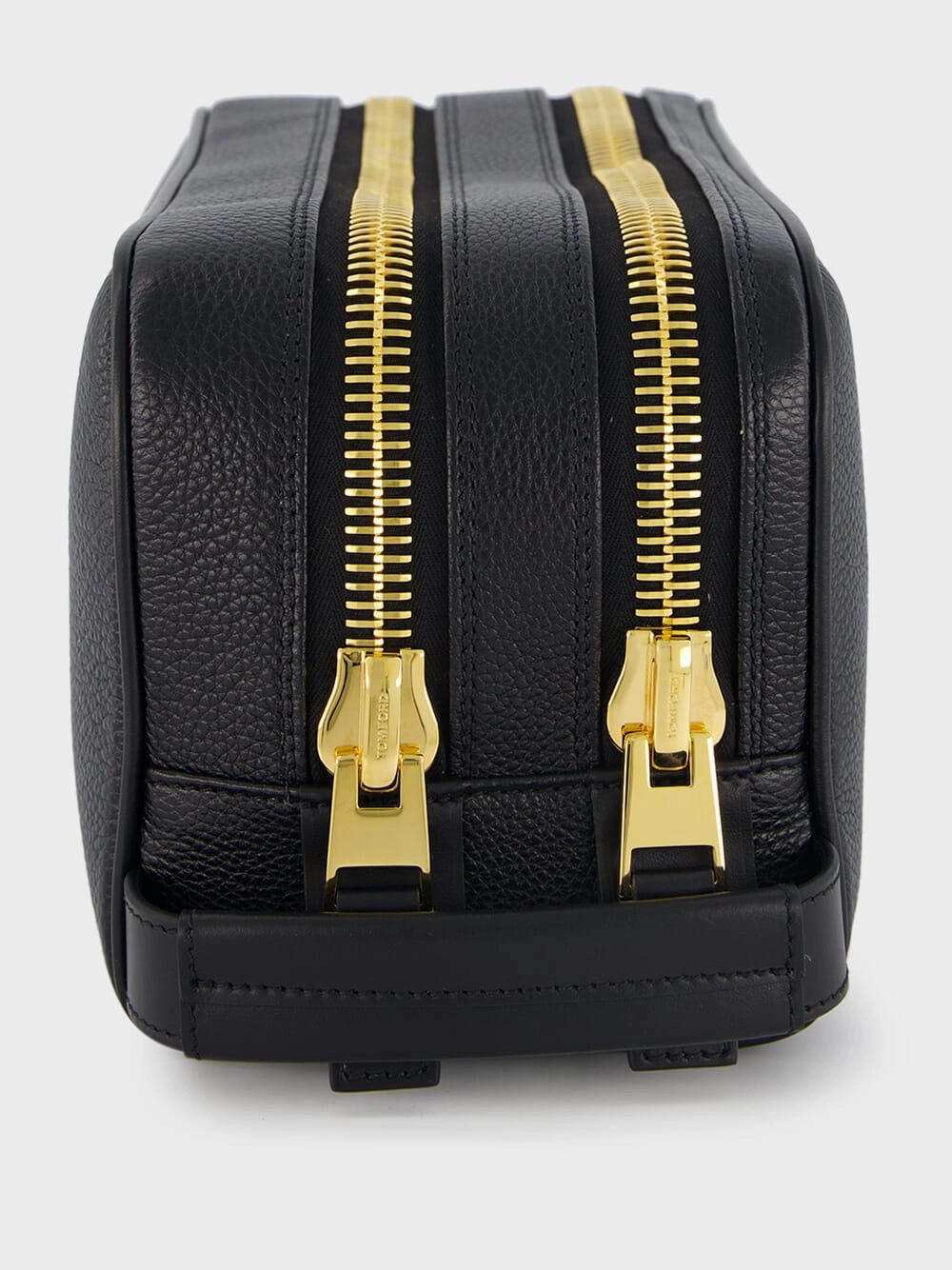 Grain Leather Double Zip Dopp Wash Bag