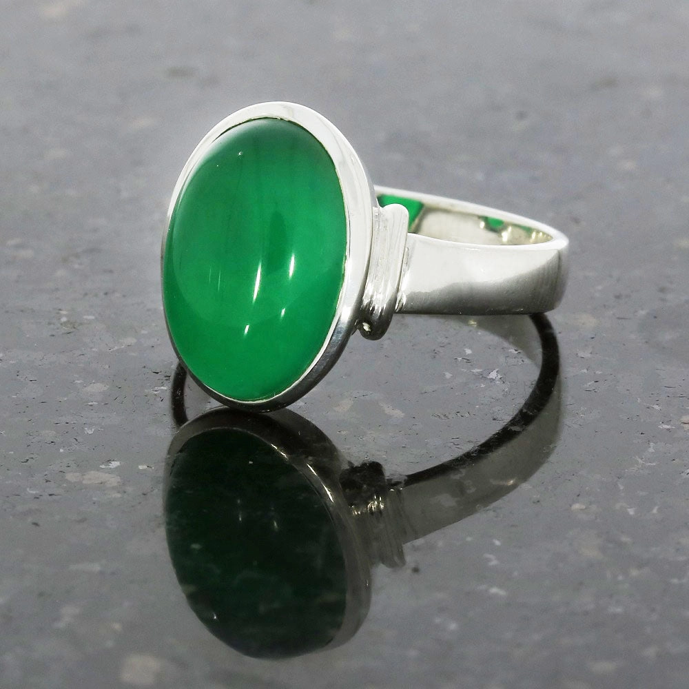 Green Agate Sterling Silver Ring