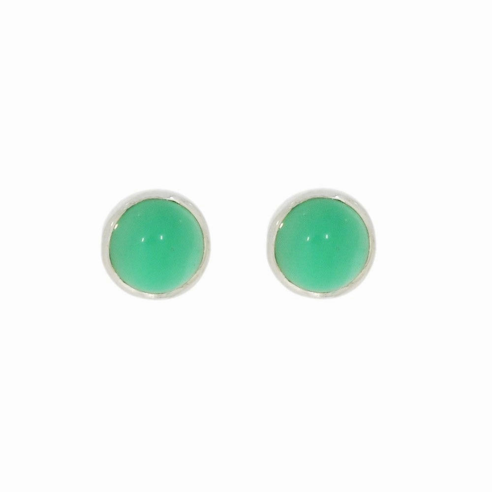Green Agate Sterling Silver Stud Earrings