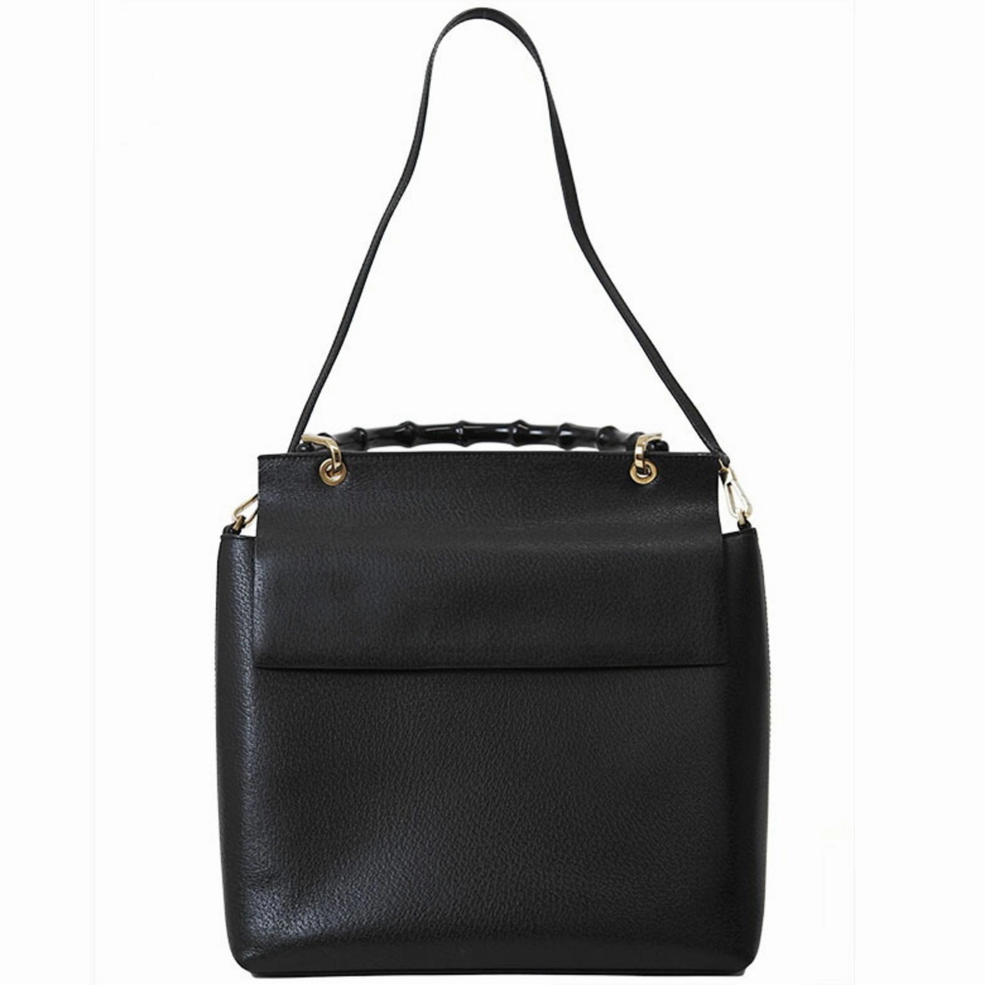Gucci Bamboo  Leather Handbag Shoulder Bag (Pre-Owned)
