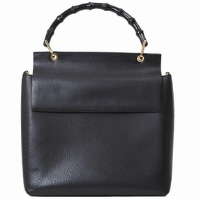 Gucci Bamboo  Leather Handbag Shoulder Bag (Pre-Owned)