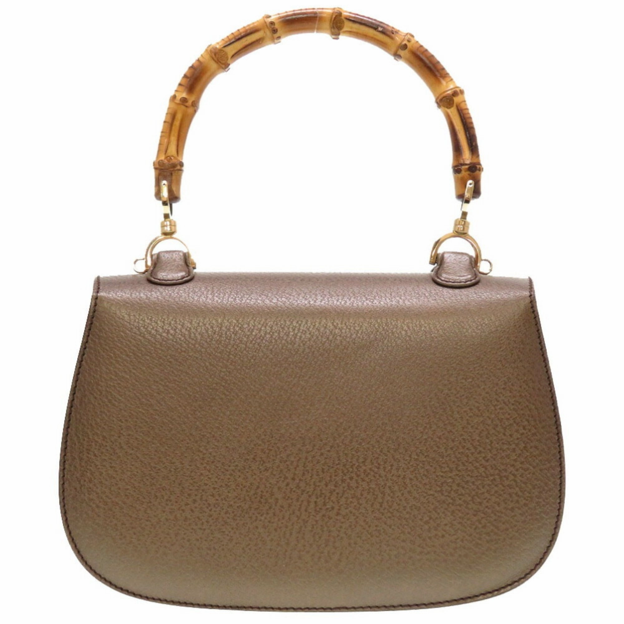 Gucci  Bamboo Leather Handbag Shoulder Bag (Pre-Owned)