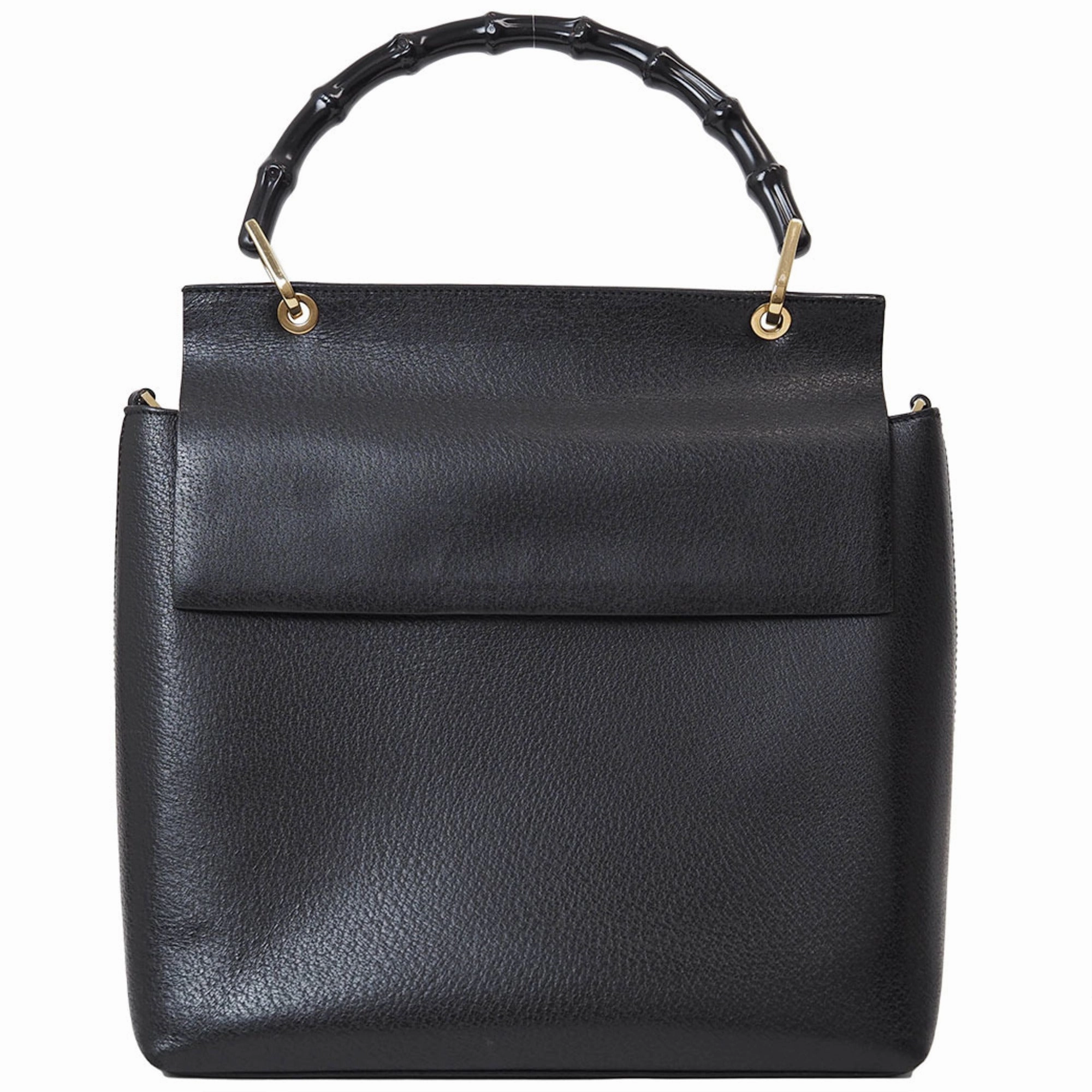 Gucci Bamboo  Leather Handbag Shoulder Bag (Pre-Owned)