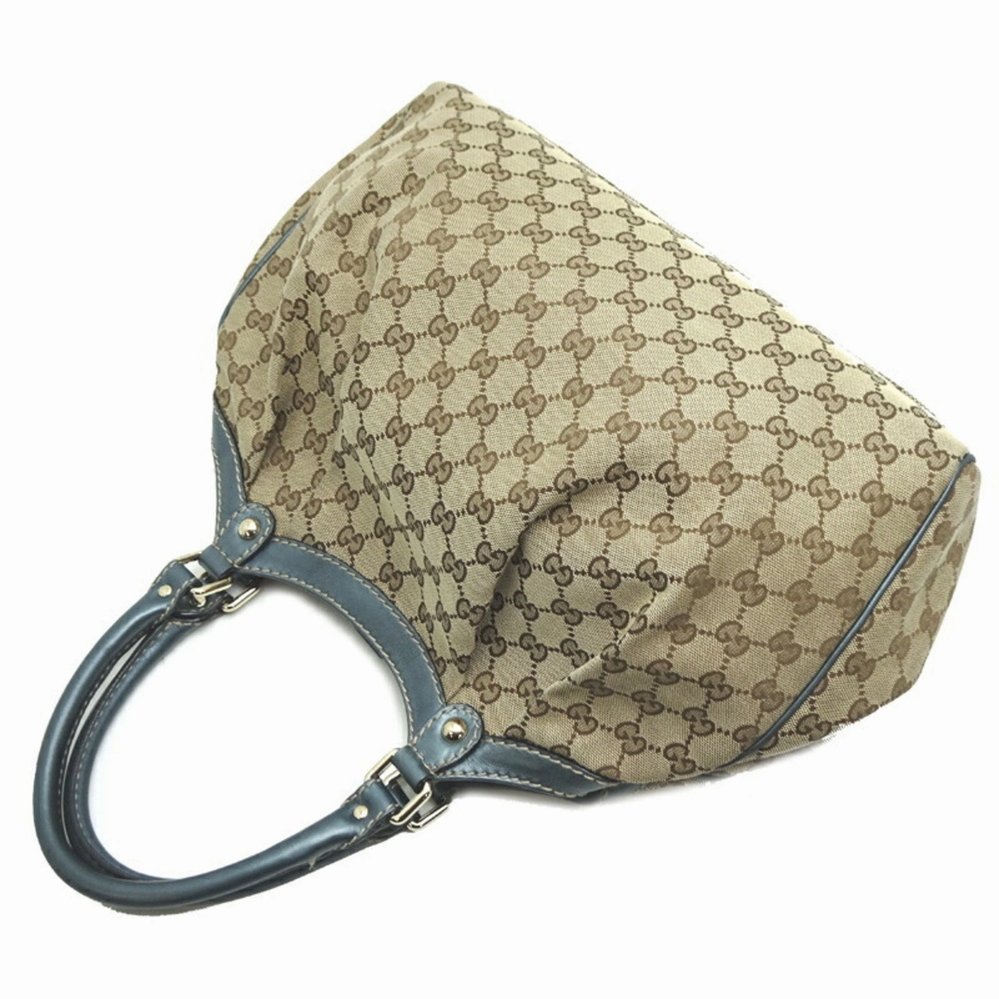 Gucci  blue  Gg Canvas Leather Handbag Shoulder Bag (Pre-Owned)