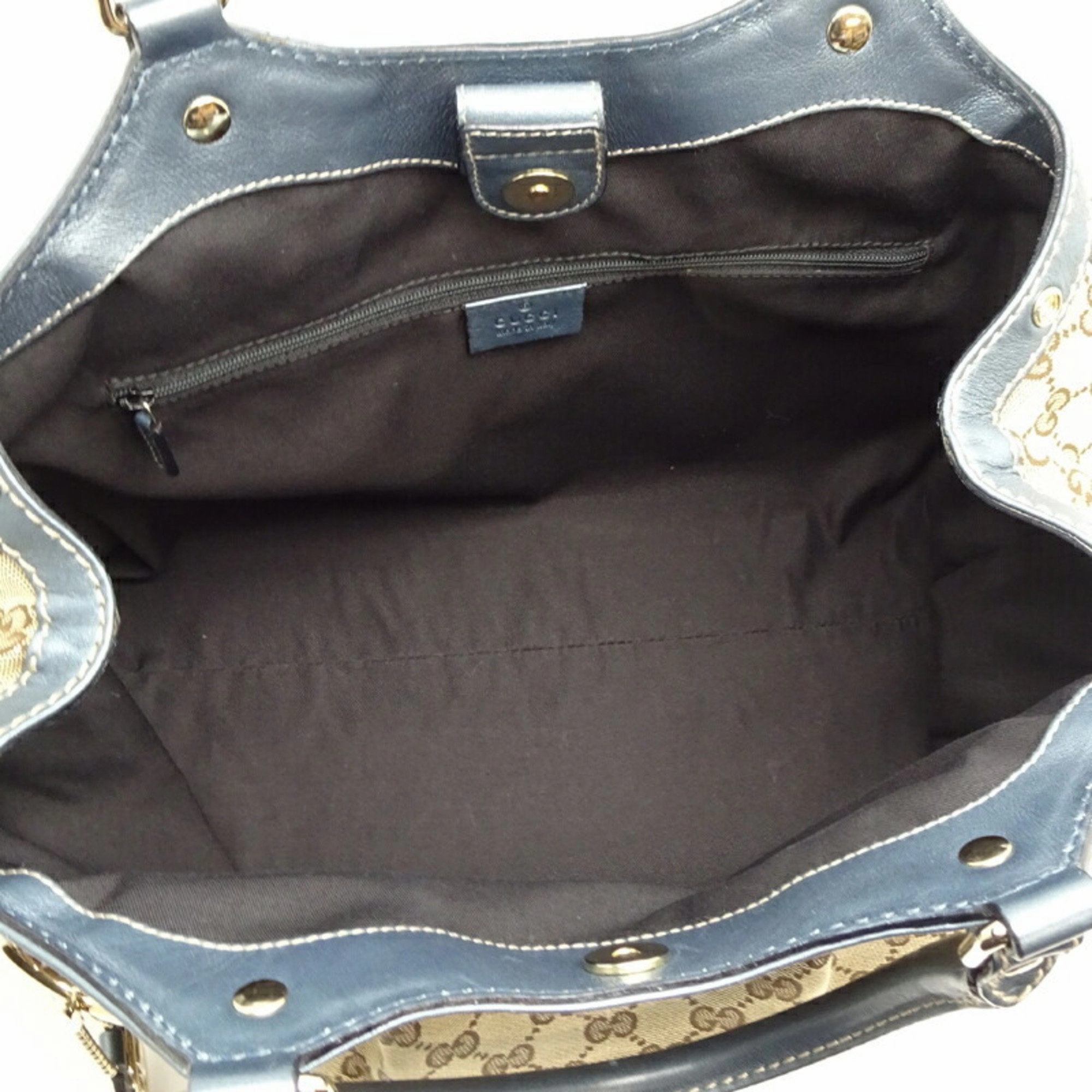 Gucci  blue  Gg Canvas Leather Handbag Shoulder Bag (Pre-Owned)