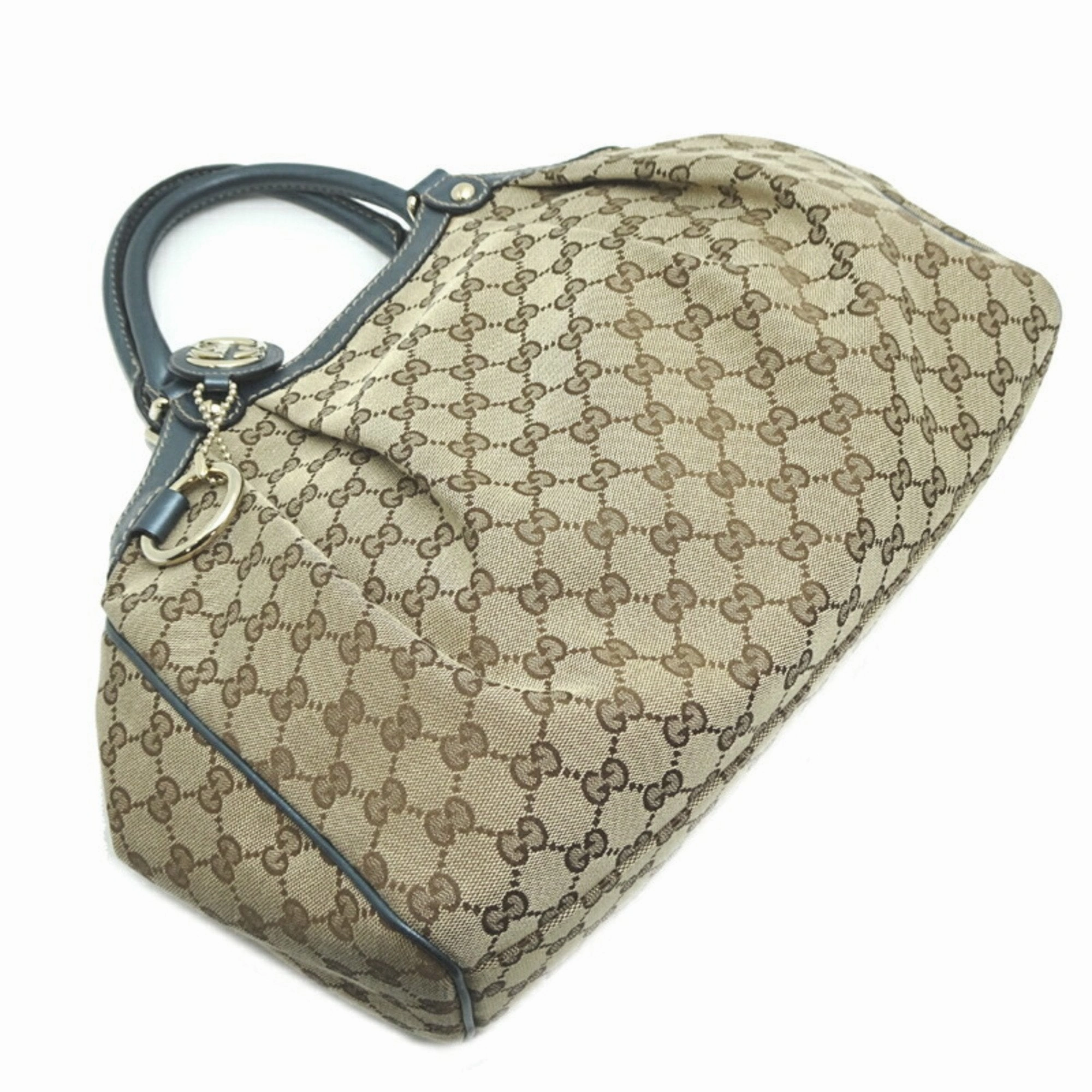 Gucci  blue  Gg Canvas Leather Handbag Shoulder Bag (Pre-Owned)