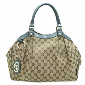Gucci  blue  Gg Canvas Leather Handbag Shoulder Bag (Pre-Owned)