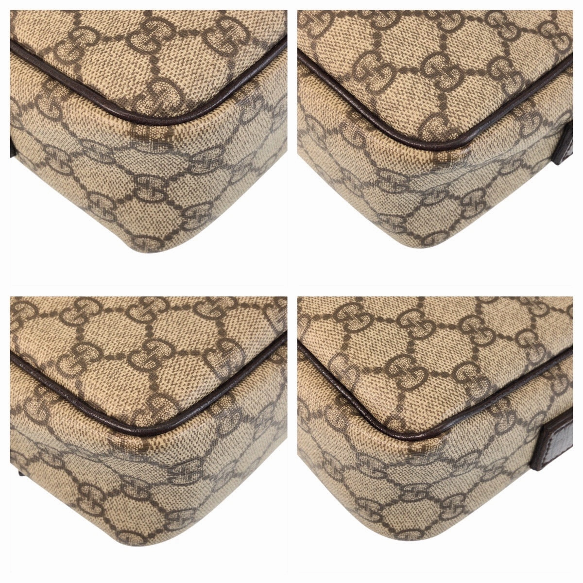 Gucci Brown GG Supreme Canvas Leather Shoulder Bag