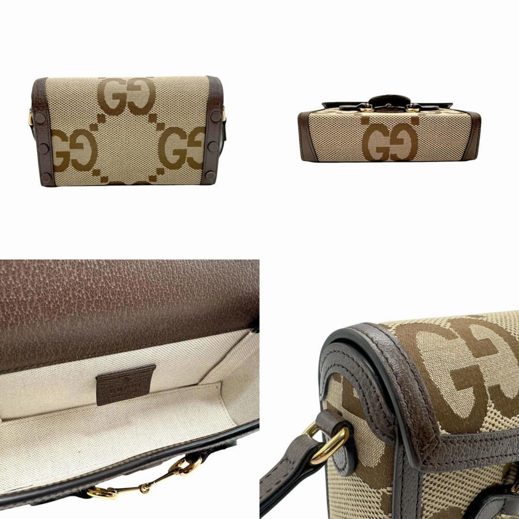 Gucci  Canvas Leather Shoulder Bag (Pre-Owned)