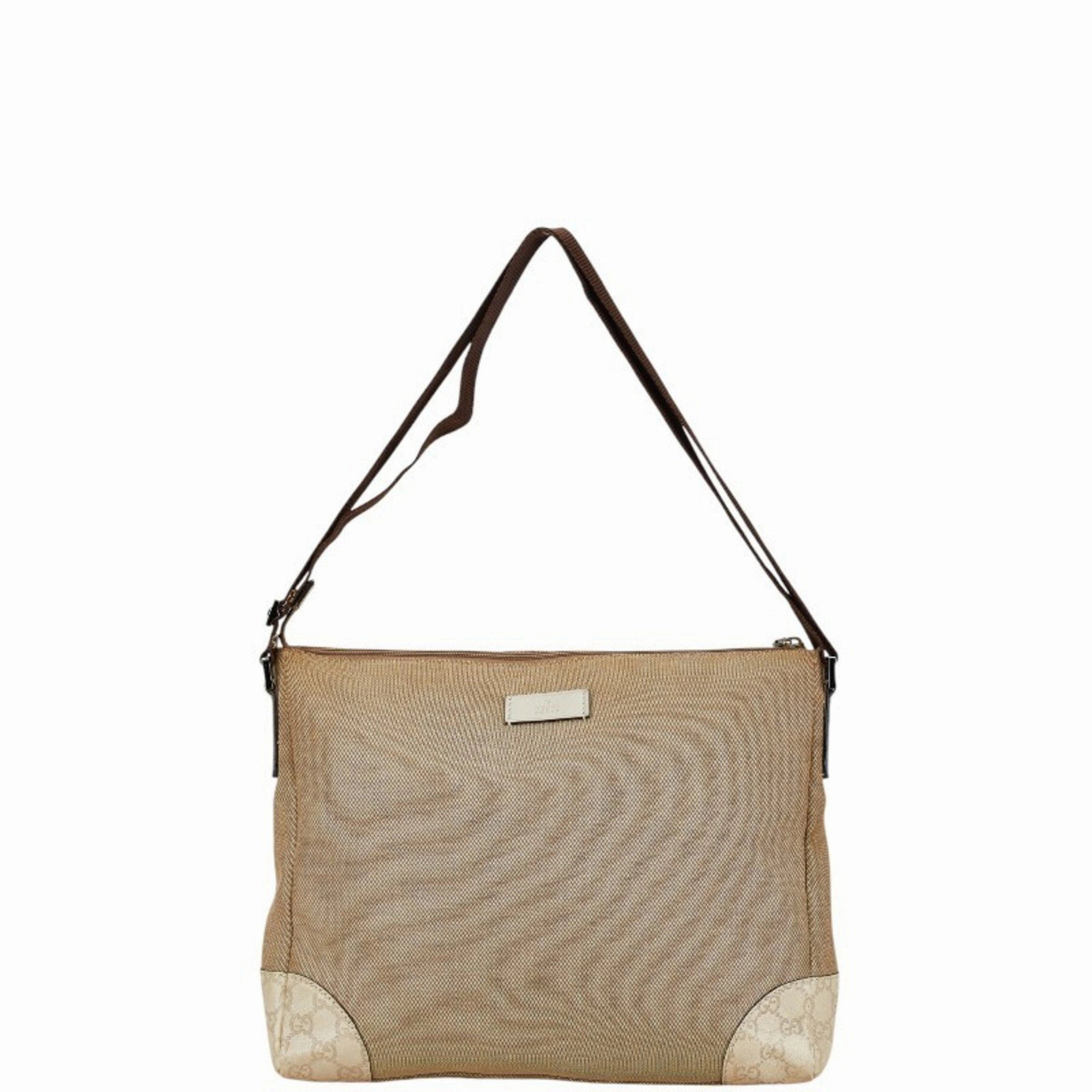 Gucci  Canvas Leather Shoulder Bag (Pre-Owned)