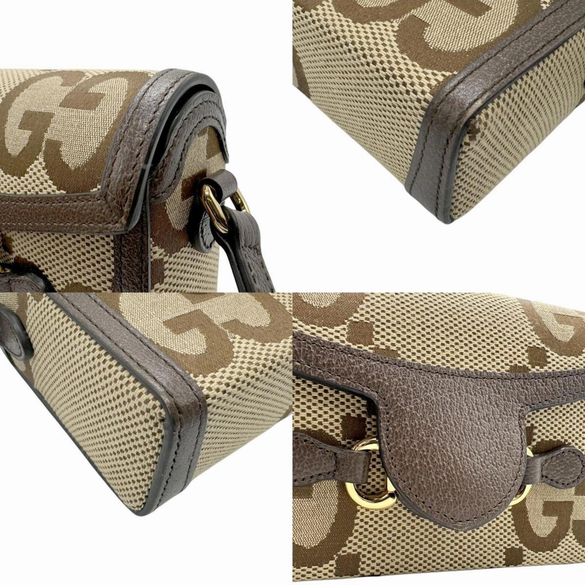 Gucci  Canvas Leather Shoulder Bag (Pre-Owned)