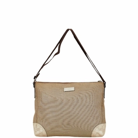 Gucci  Canvas Leather Shoulder Bag (Pre-Owned)