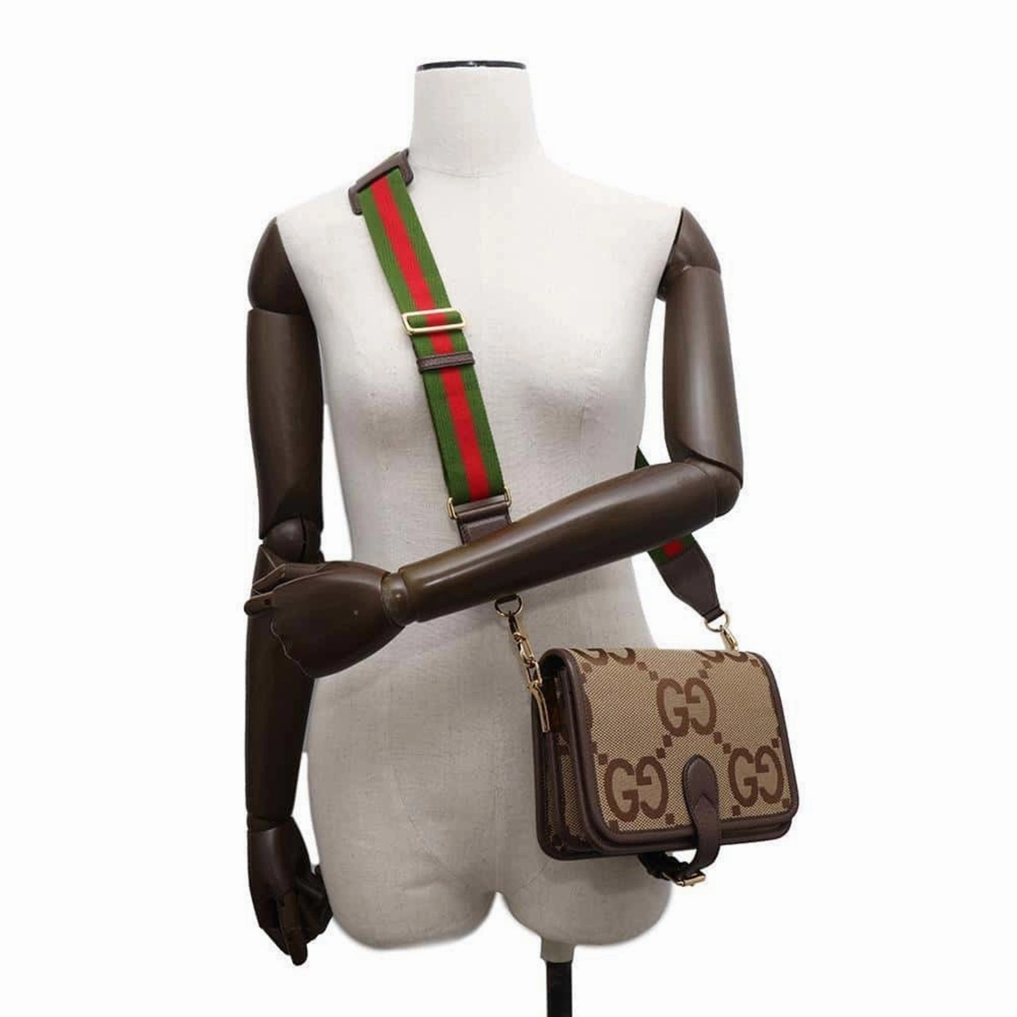 Gucci  Canvas Leather Shoulder Bag (Pre-Owned)