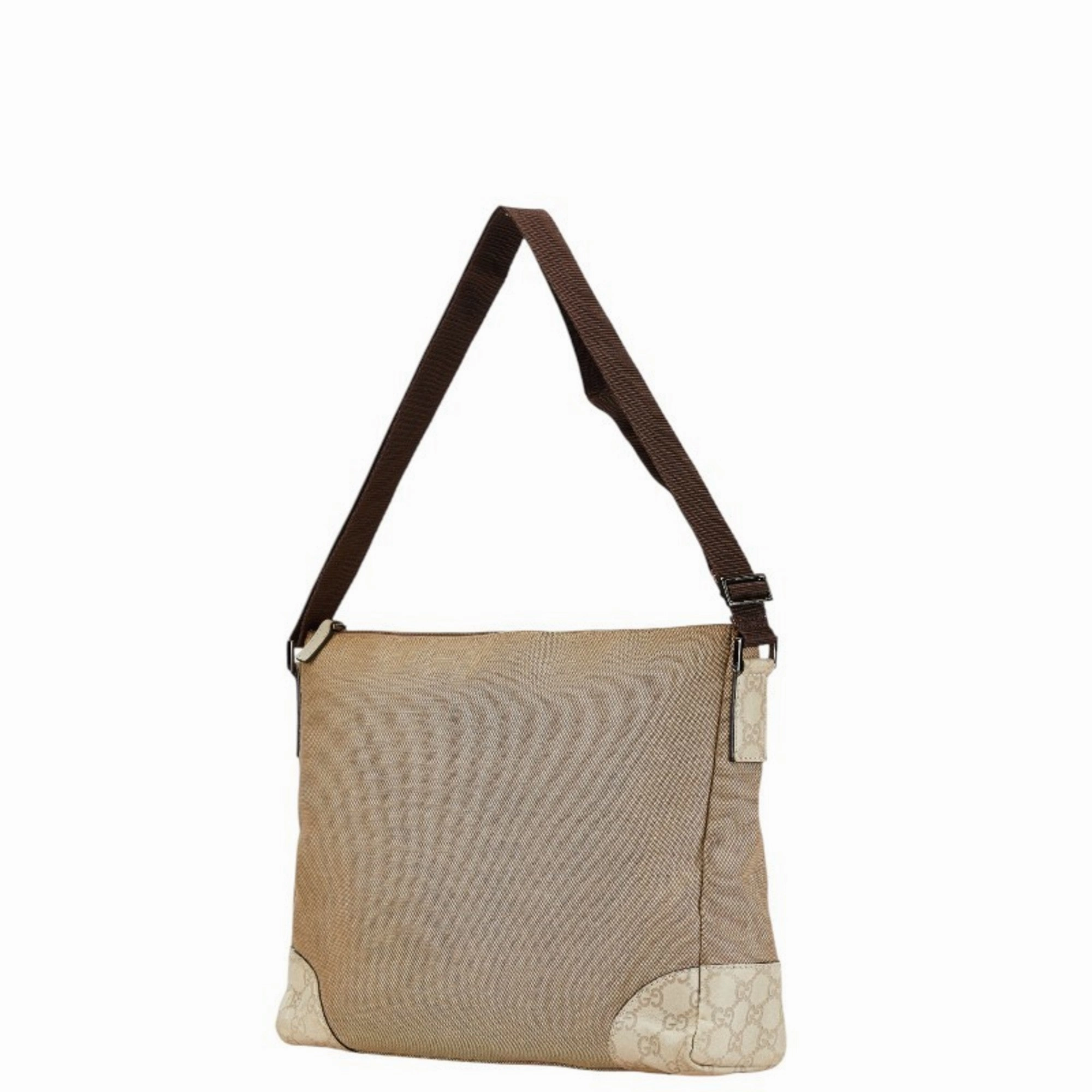 Gucci  Canvas Leather Shoulder Bag (Pre-Owned)