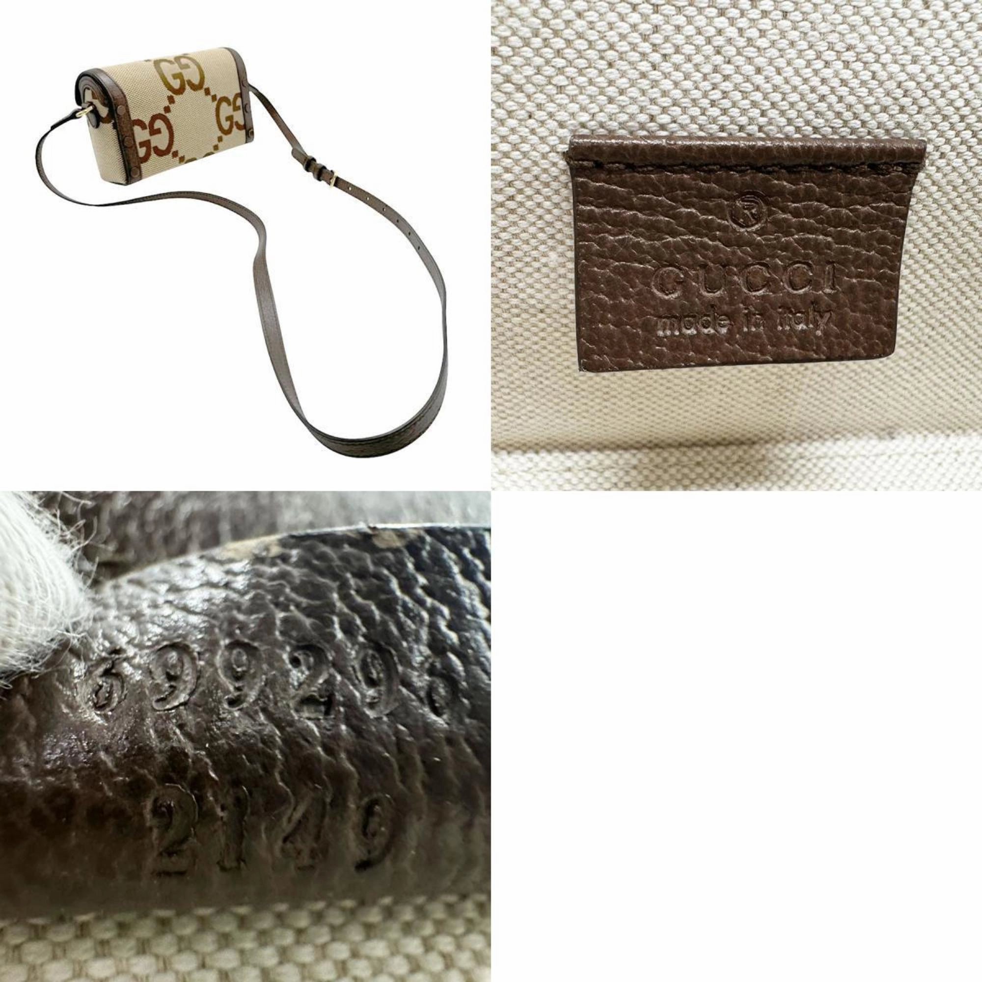Gucci  Canvas Leather Shoulder Bag (Pre-Owned)
