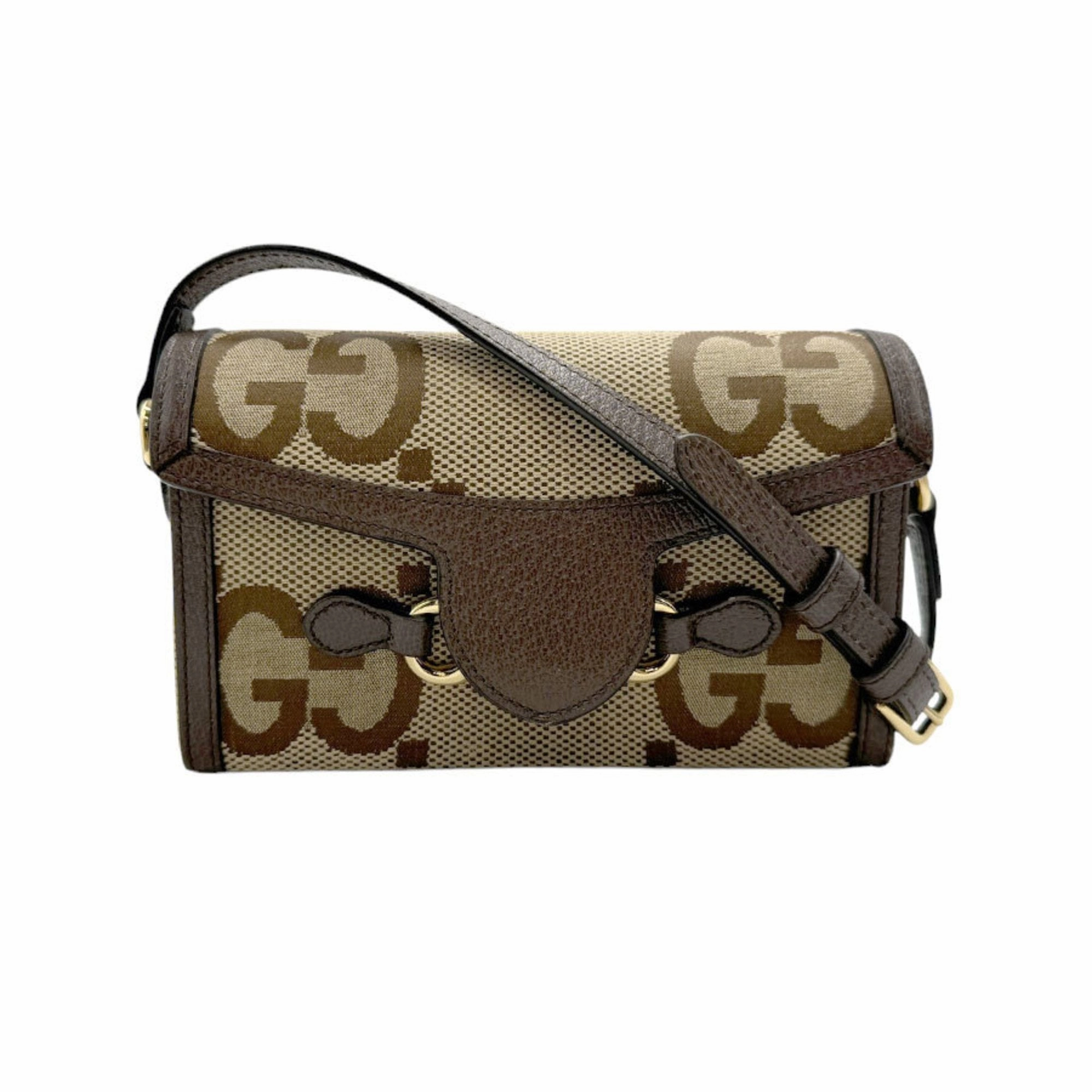 Gucci  Canvas Leather Shoulder Bag (Pre-Owned)