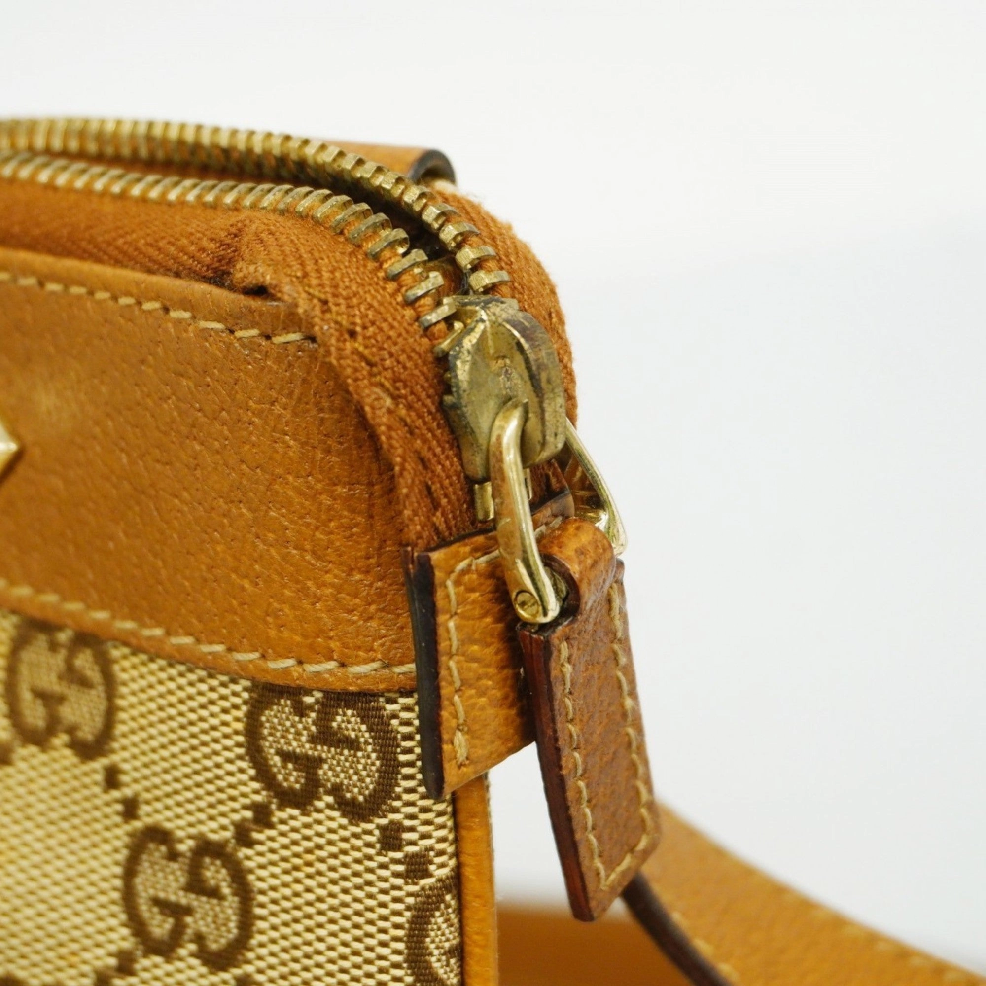 Gucci  Canvas Leather Shoulder Bag (Pre-Owned)