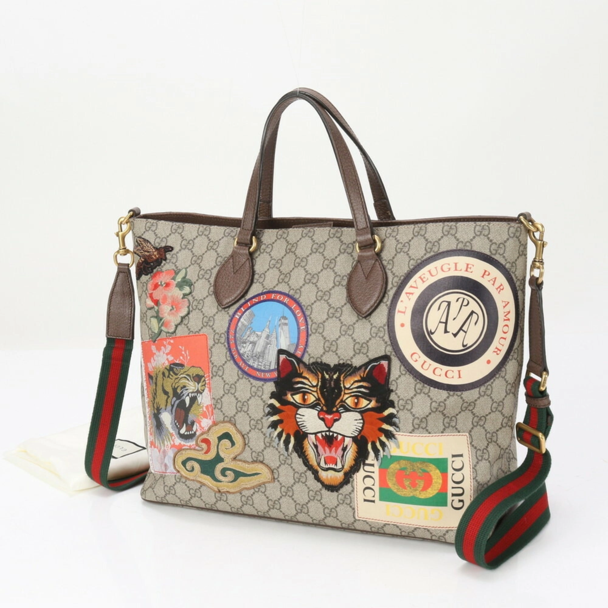Gucci  Coated Canvas Leather Shoulder Bag Tote Bag (Pre-Owned)