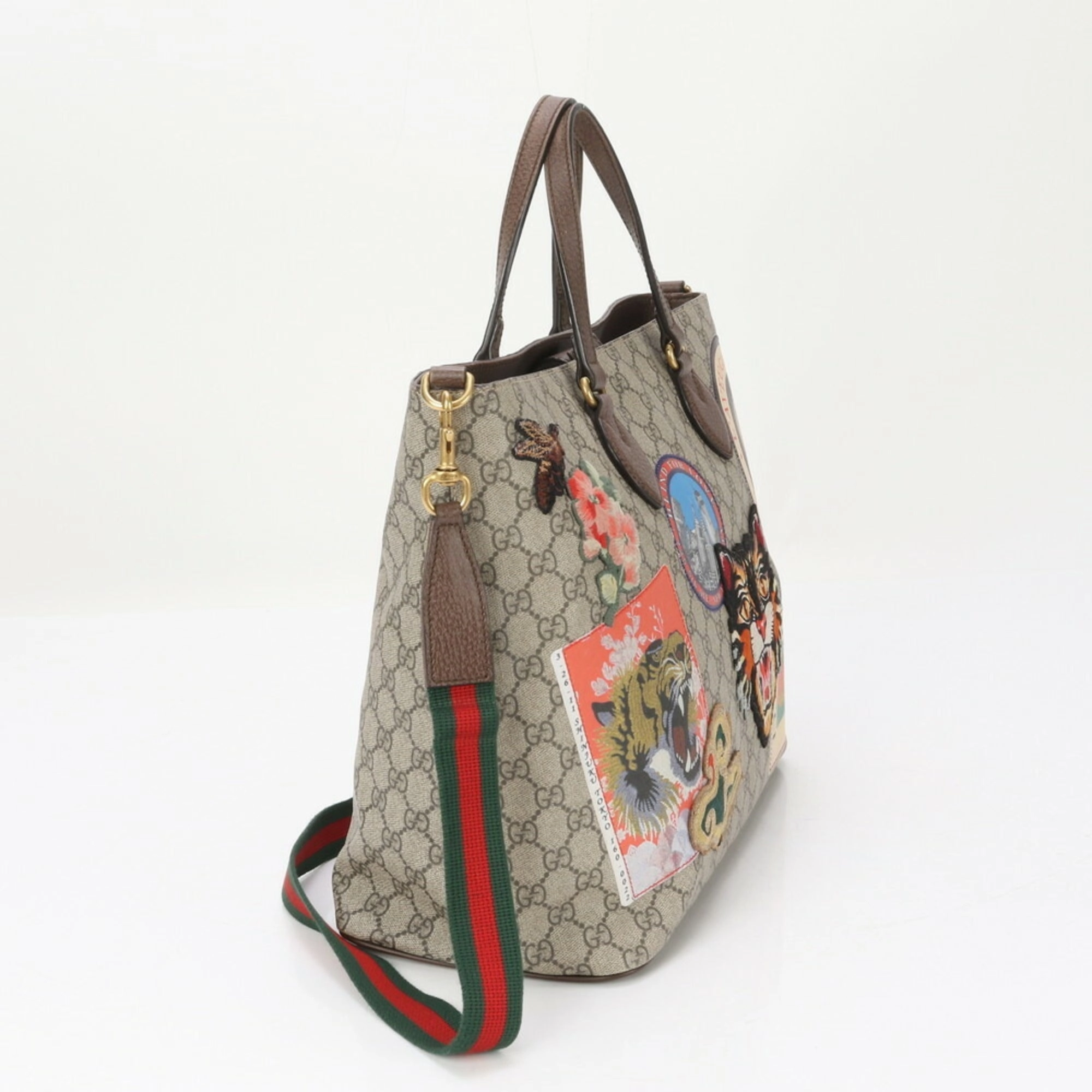 Gucci  Coated Canvas Leather Shoulder Bag Tote Bag (Pre-Owned)