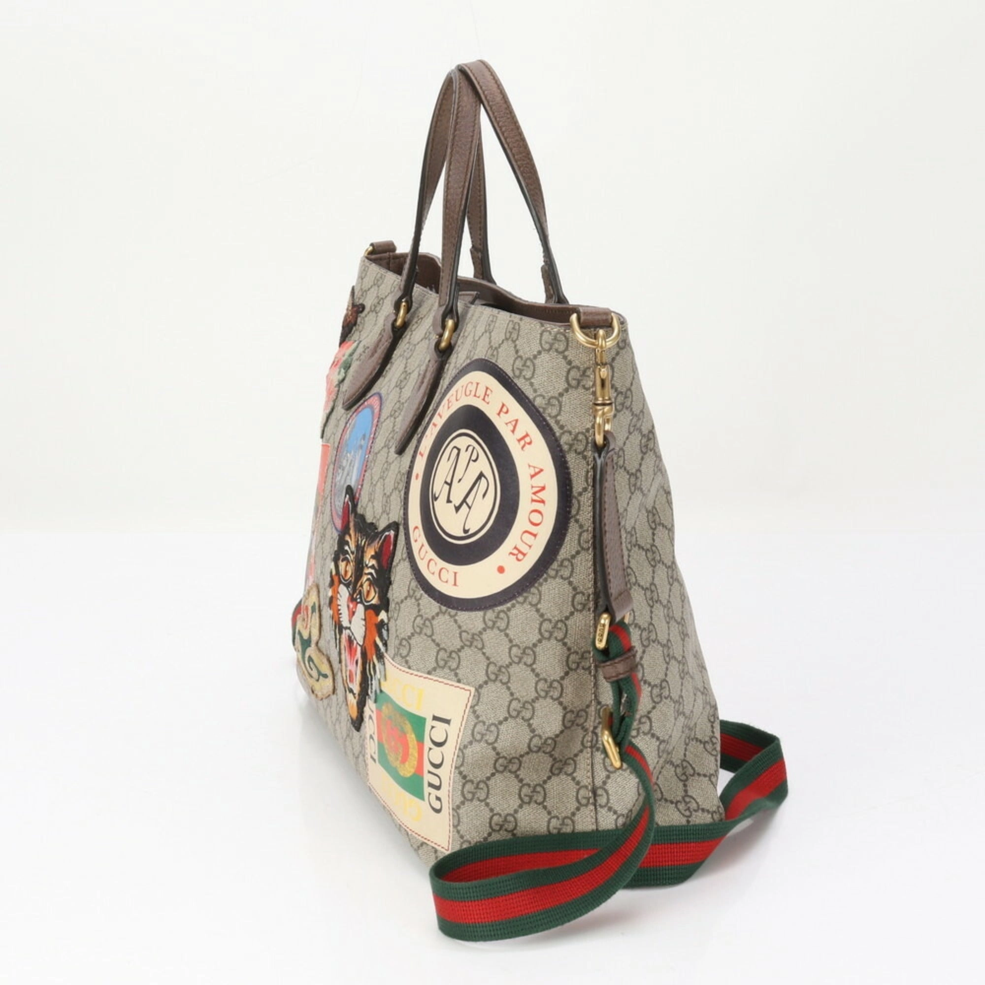 Gucci  Coated Canvas Leather Shoulder Bag Tote Bag (Pre-Owned)