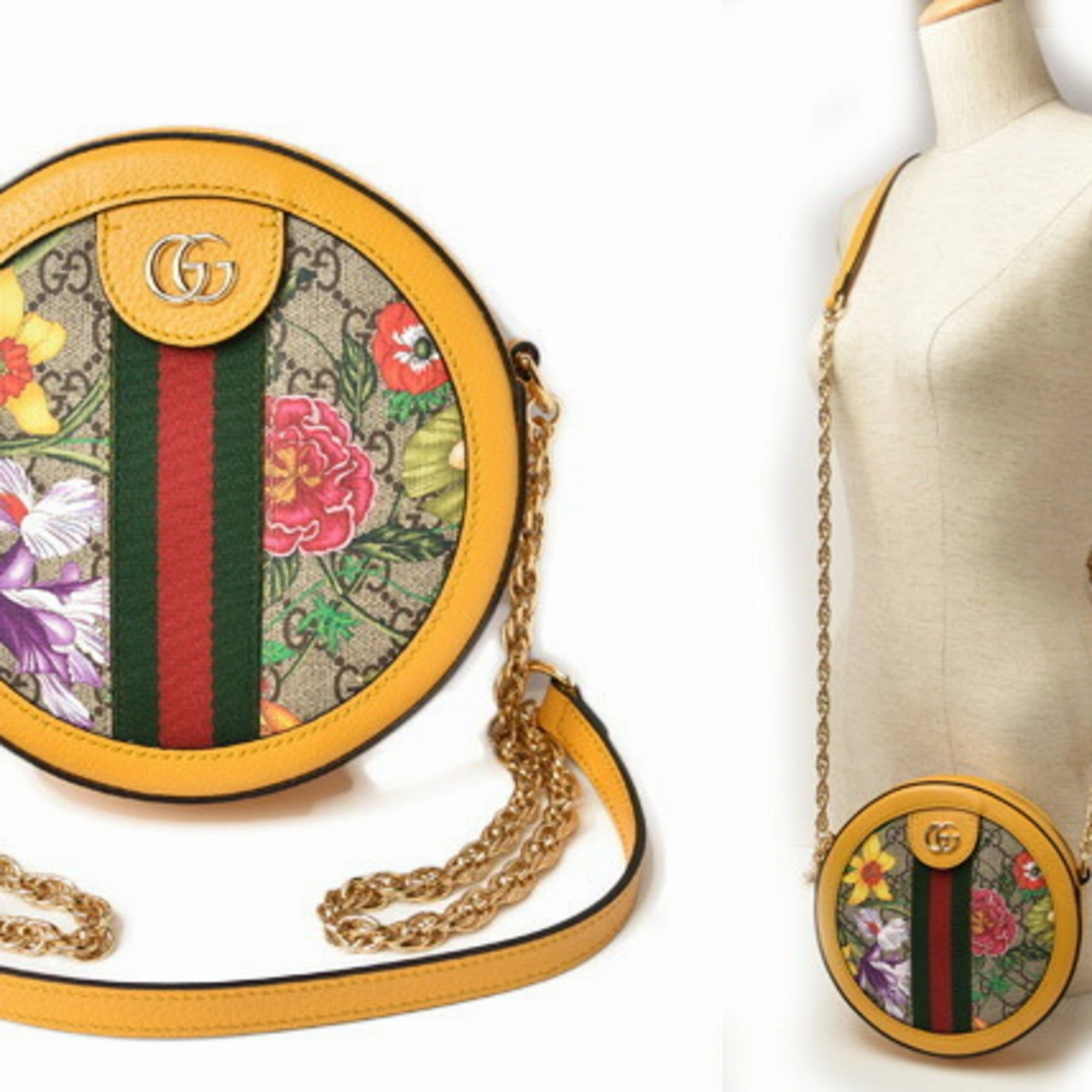 Gucci Flora  Gg Supreme Leather Shoulder Bag (Pre-Owned)