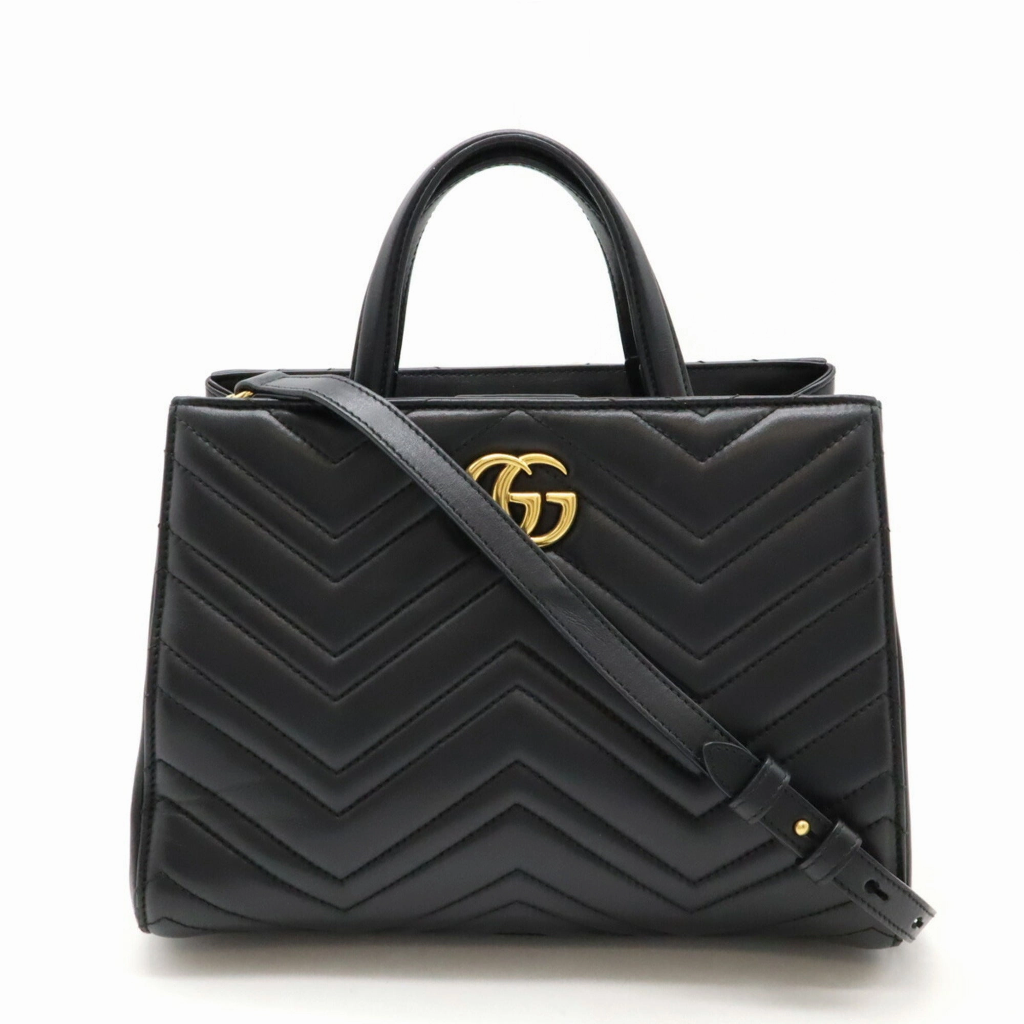 Gucci Gg Marmont  Leather Handbag Shoulder Bag (Pre-Owned)