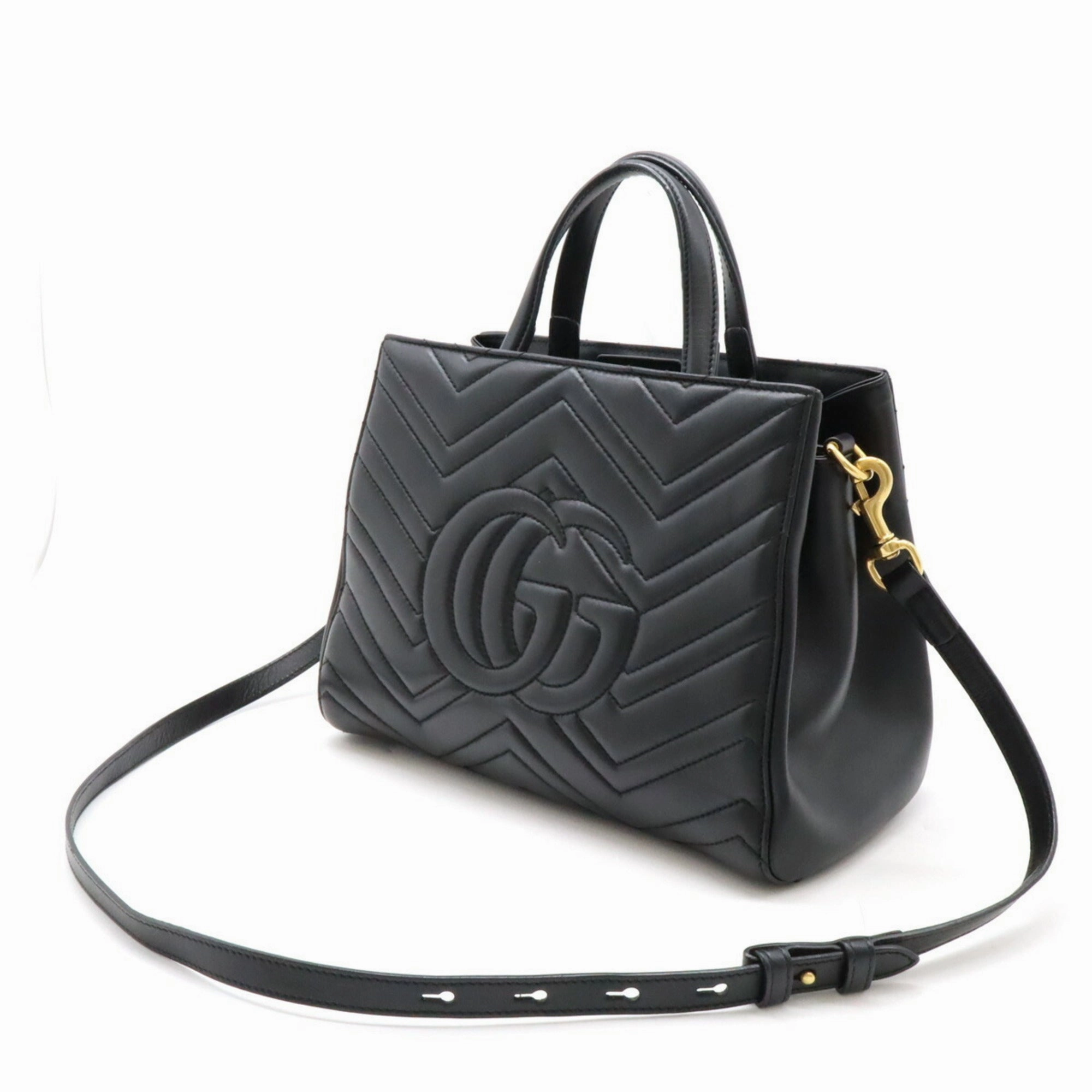 Gucci Gg Marmont  Leather Handbag Shoulder Bag (Pre-Owned)
