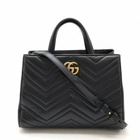 Gucci Gg Marmont  Leather Handbag Shoulder Bag (Pre-Owned)