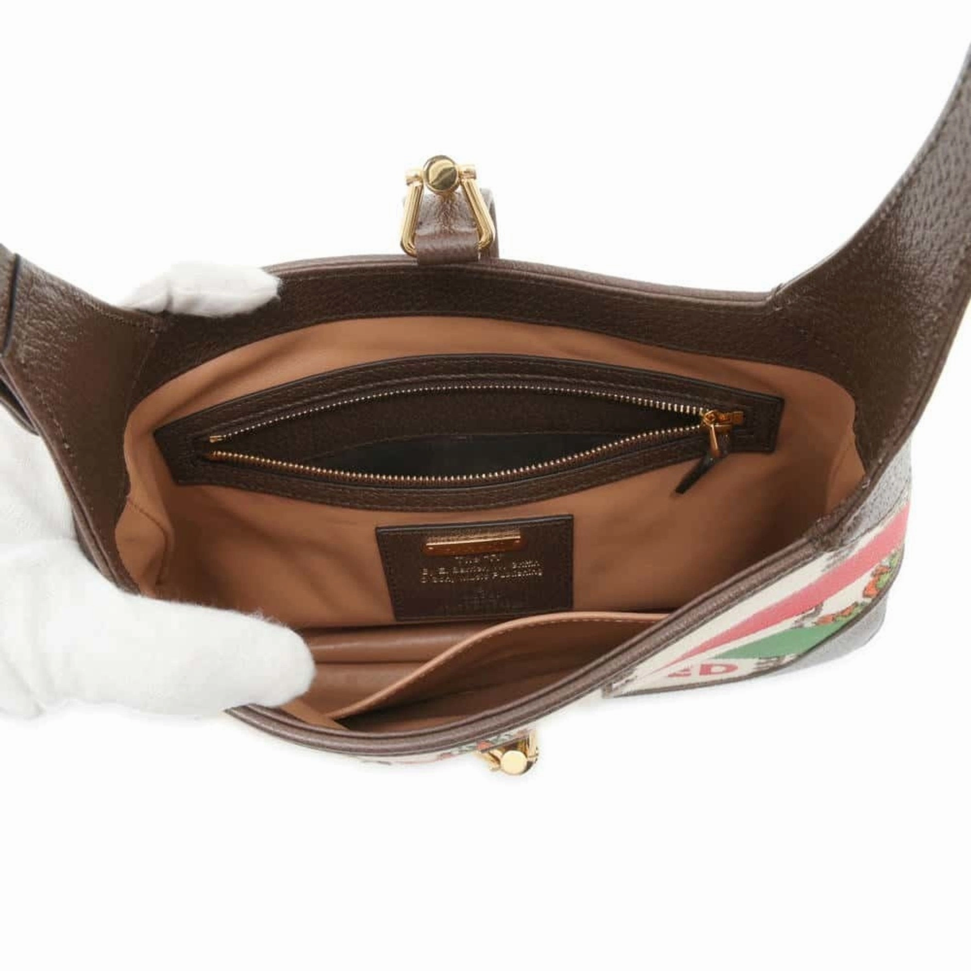 Gucci  ivory  Canvas Leather Shoulder Bag (Pre-Owned)