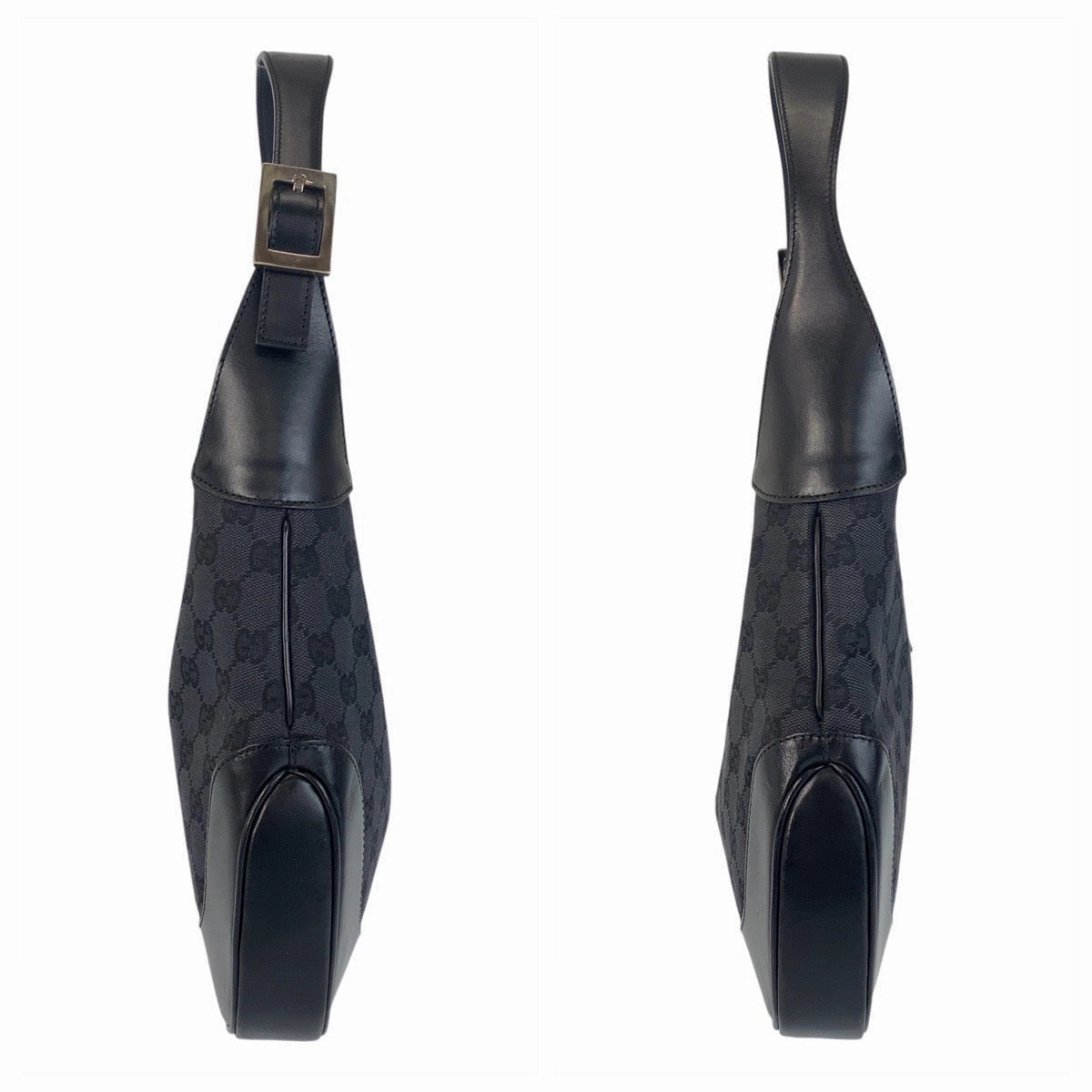 Gucci Jackie Black GG Canvas Leather Shoulder Bag