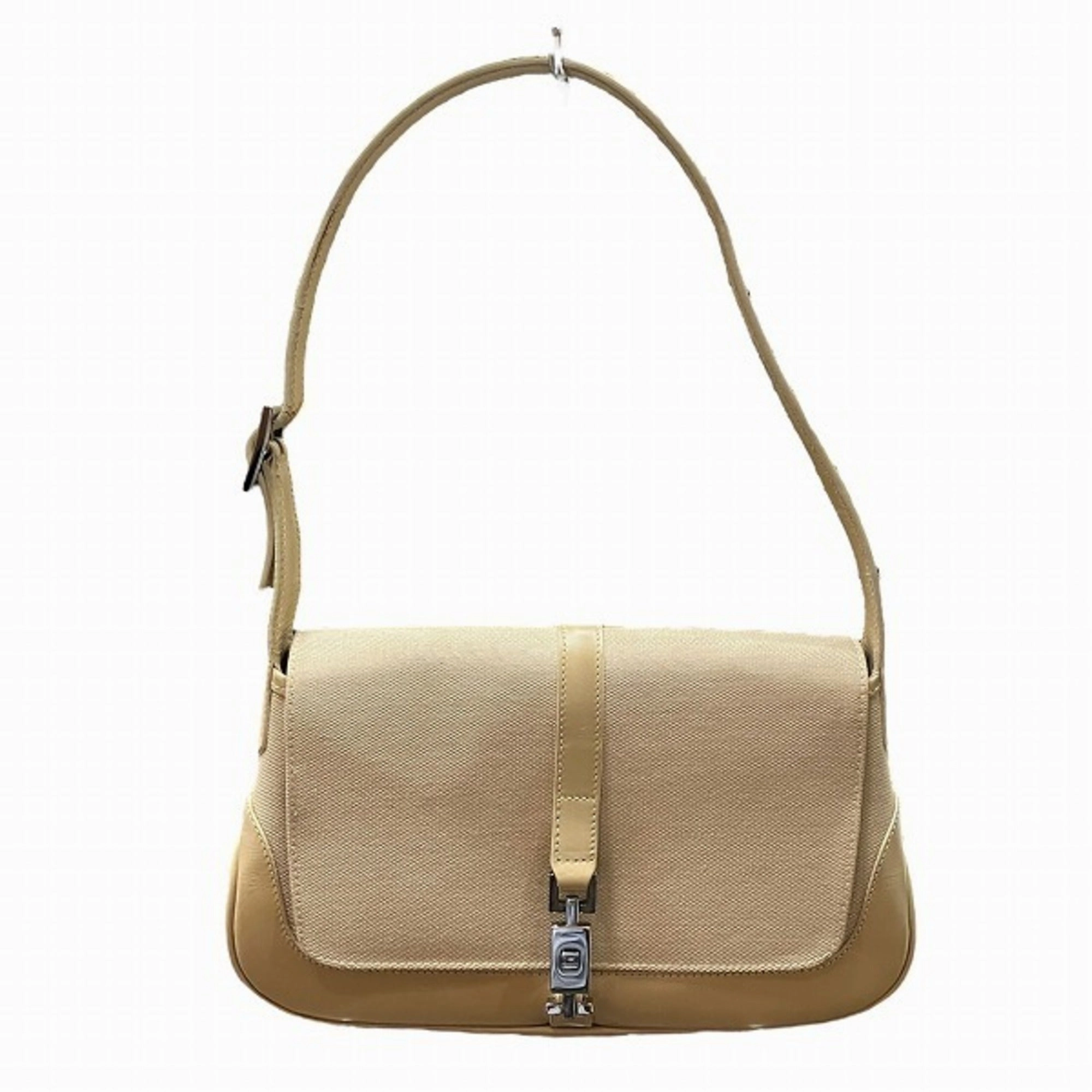 Gucci Jackie  Canvas Leather Shoulder Bag (Pre-Owned)