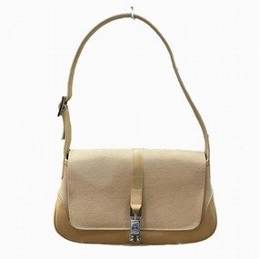 Gucci Jackie  Canvas Leather Shoulder Bag (Pre-Owned)