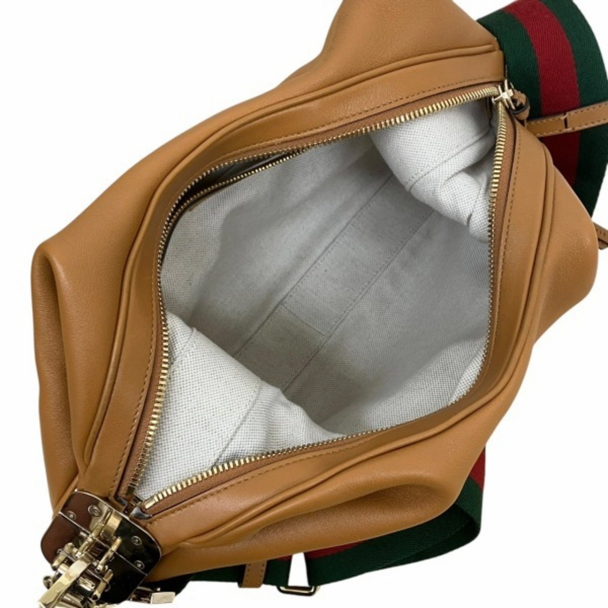 Gucci  Leather Canvas Handbag Shoulder Bag (Pre-Owned)
