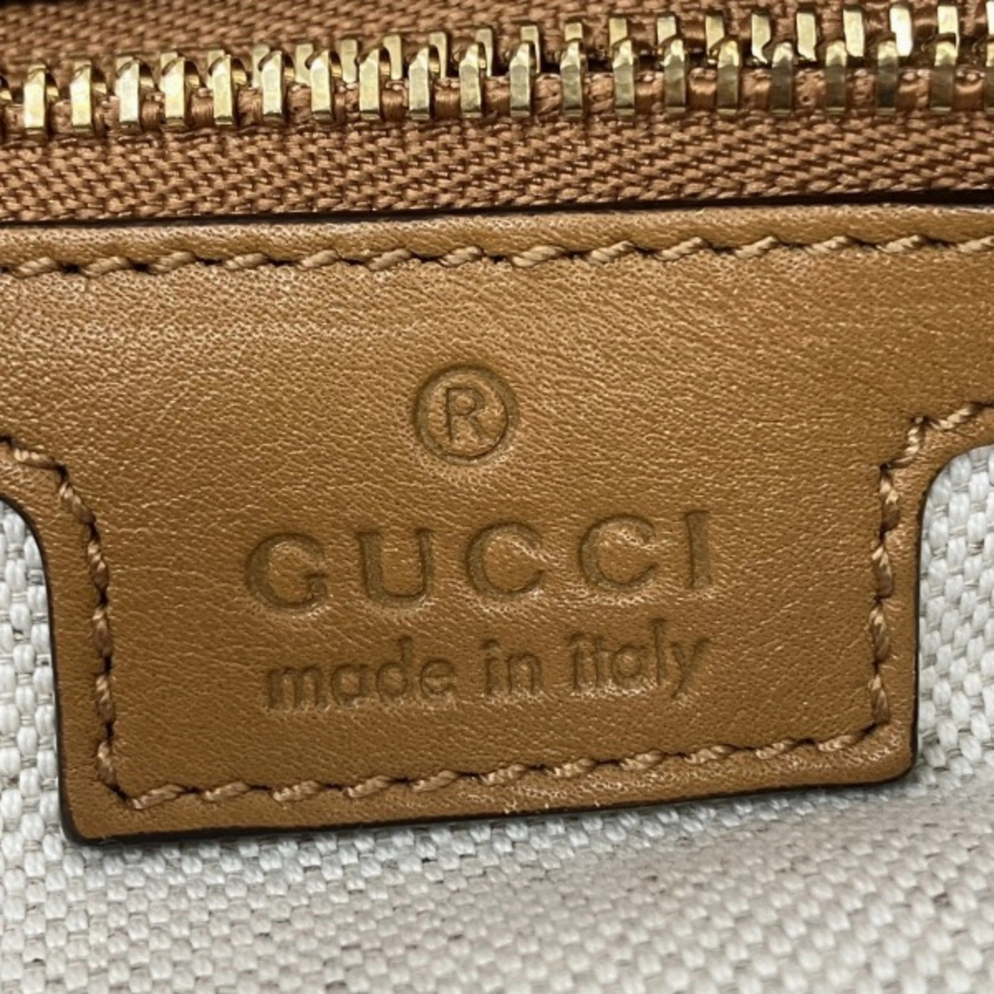 Gucci  Leather Canvas Handbag Shoulder Bag (Pre-Owned)