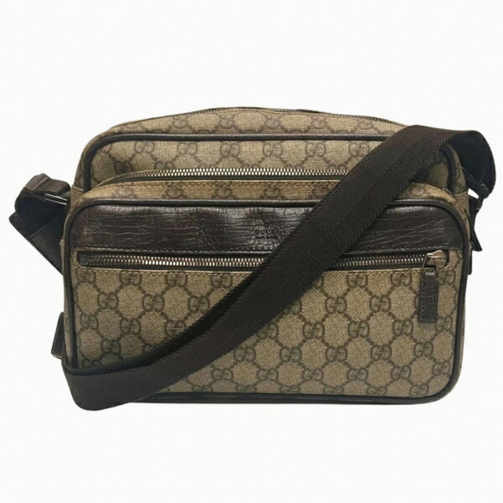 Gucci  Leather Canvas Shoulder Bag (Pre-Owned)