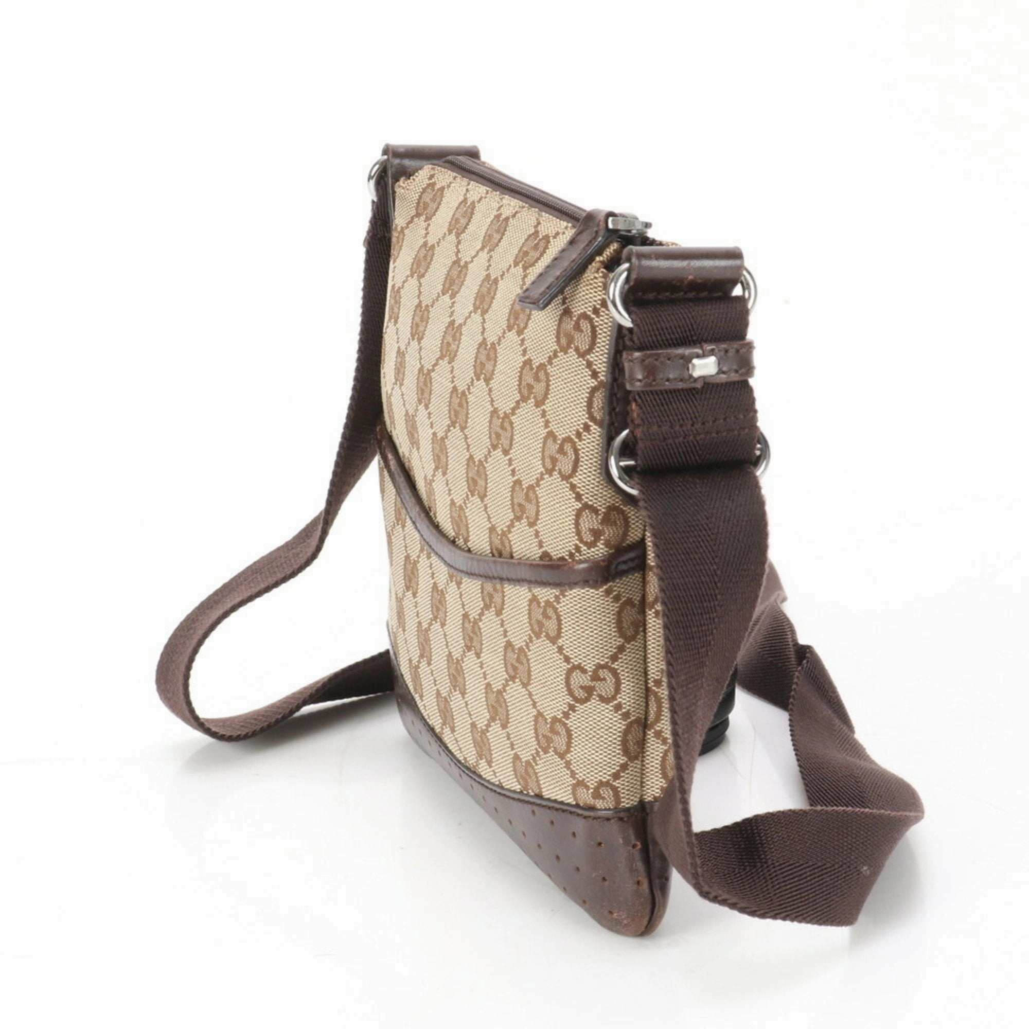 Gucci  Leather Canvas Shoulder Bag Tote Bag (Pre-Owned)