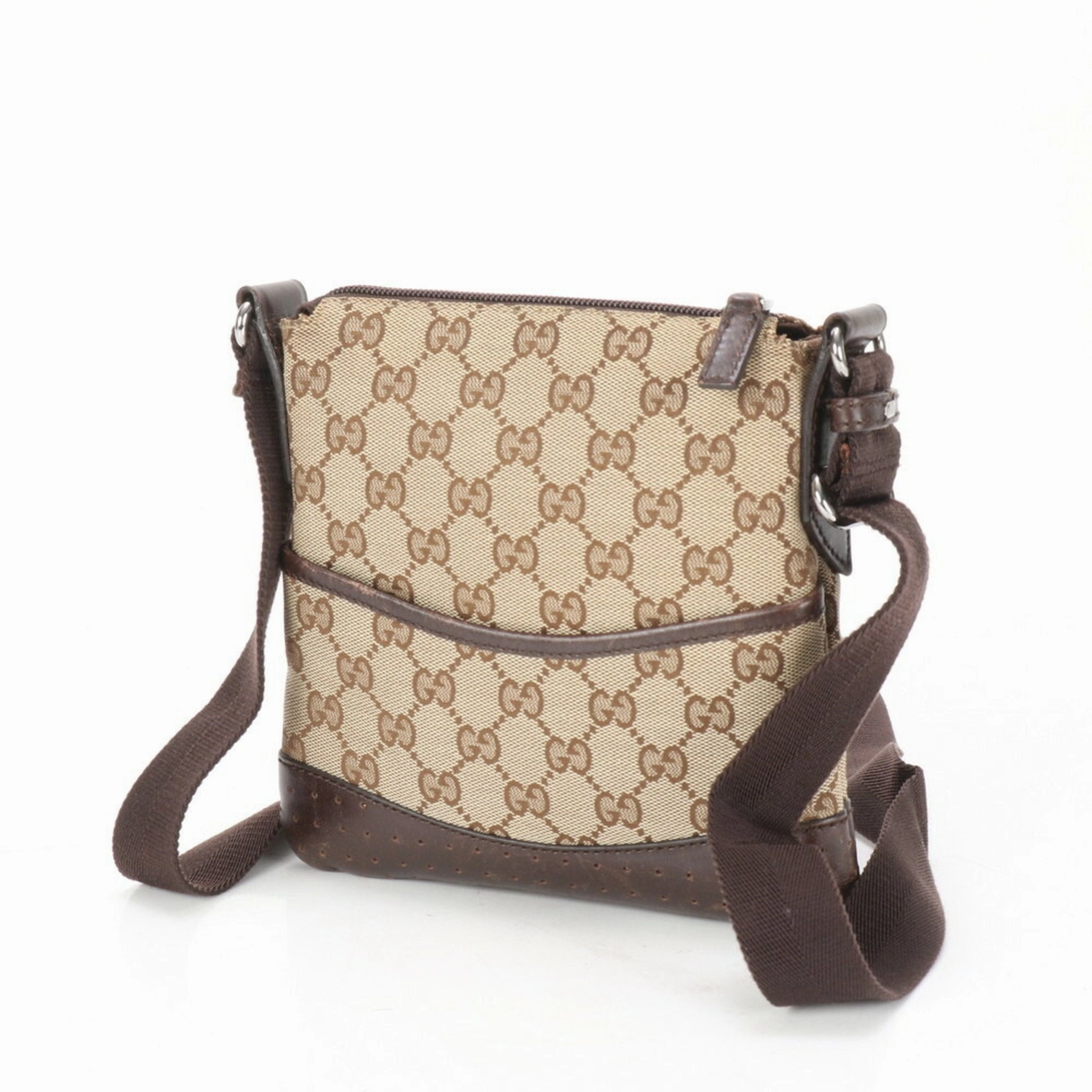 Gucci  Leather Canvas Shoulder Bag Tote Bag (Pre-Owned)