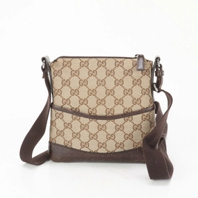 Gucci  Leather Canvas Shoulder Bag Tote Bag (Pre-Owned)